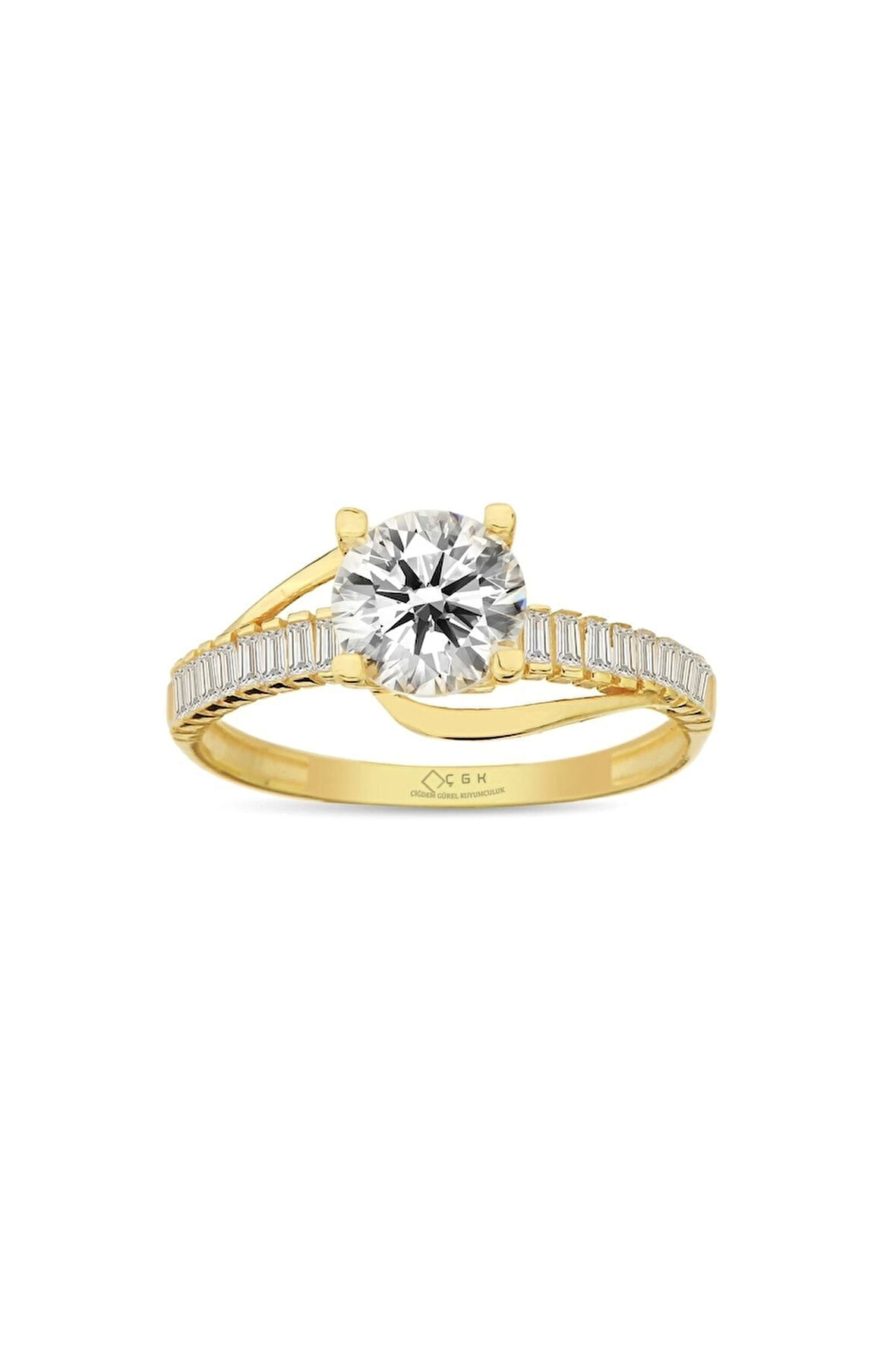 Sevgililer Günü Altın Tektaş Yüzük