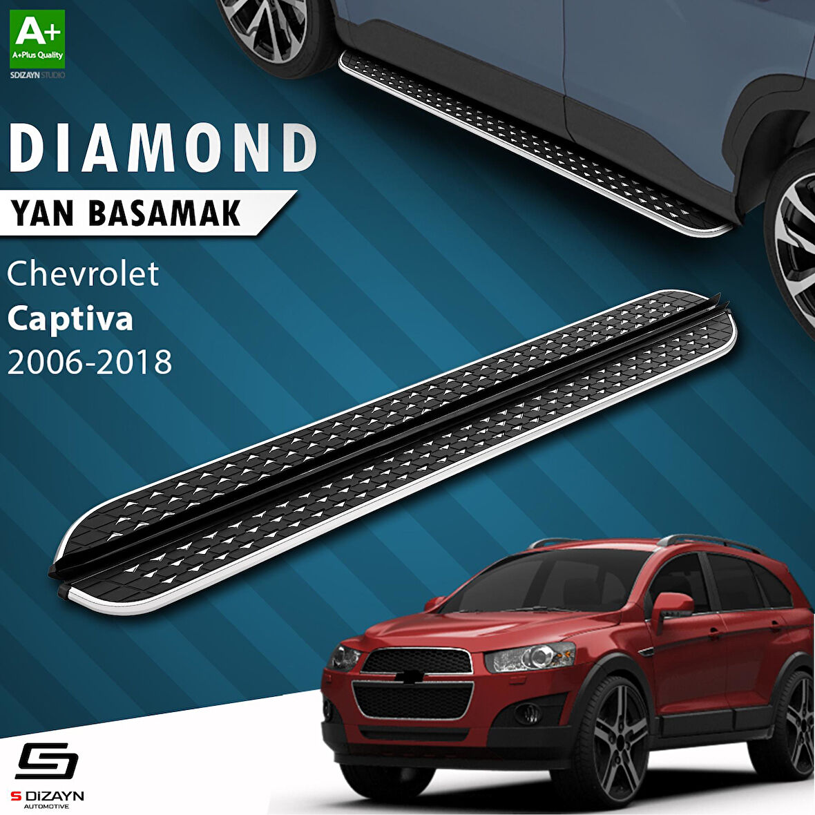 S-Dizayn Chevrolet Captiva Diamond Krom Yan Basamak 183 Cm 2006-2018 A+ Kalite
