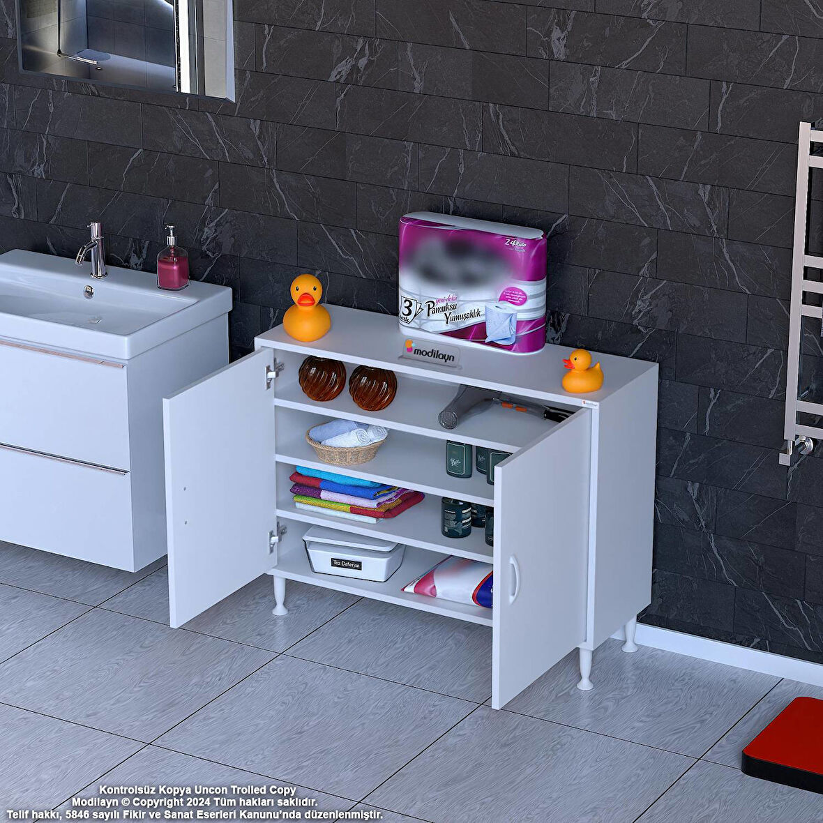 Efil 95x75x32, 5 cm’ lik Dolap Dar Alanlar İçin Çok Amaçlı Dolap 4 Bölmeli Dolap 95x75x32, cm