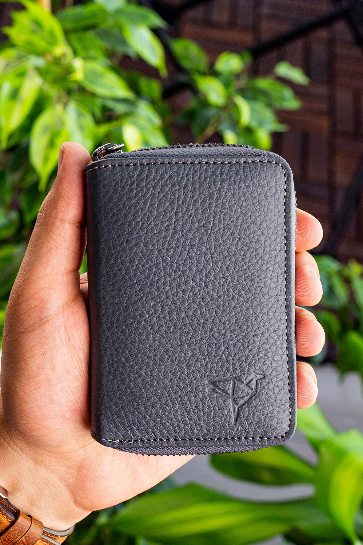 Garbalia Chain Hakiki Deri Unisex Kartlık Cüzdan