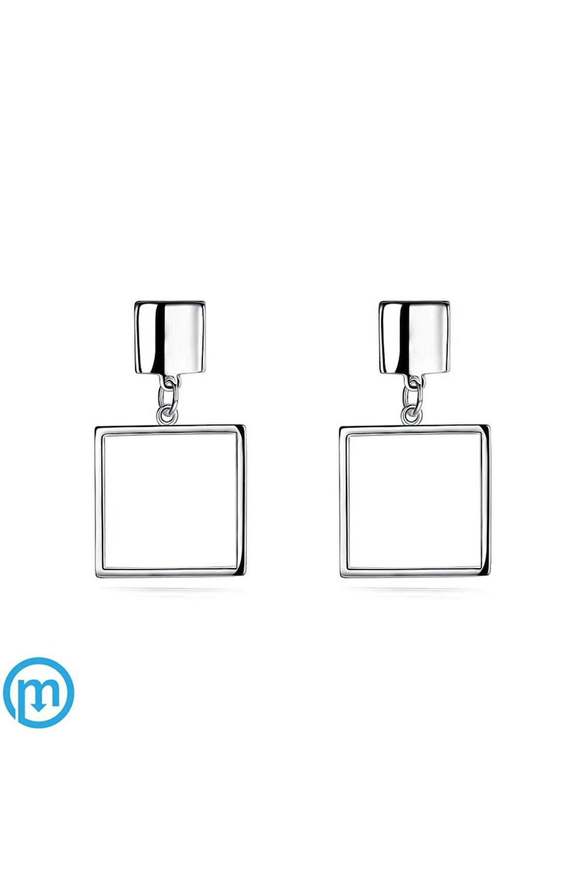 Kare Kadın Saplamalı Küpe- Gümüş Renk