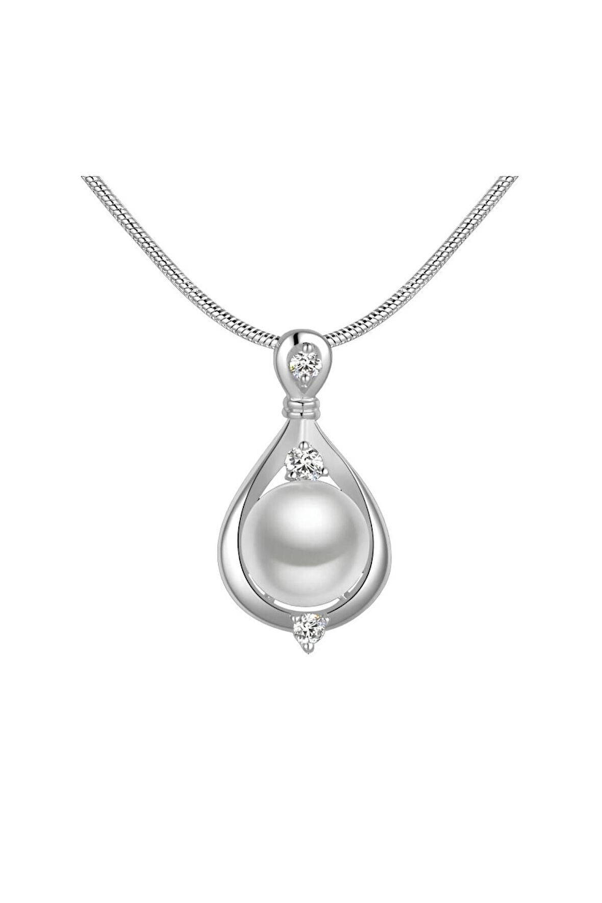 925 Ayar Yeni Tasarım Inci Taşlı Gümüş Kolye Hediyelik