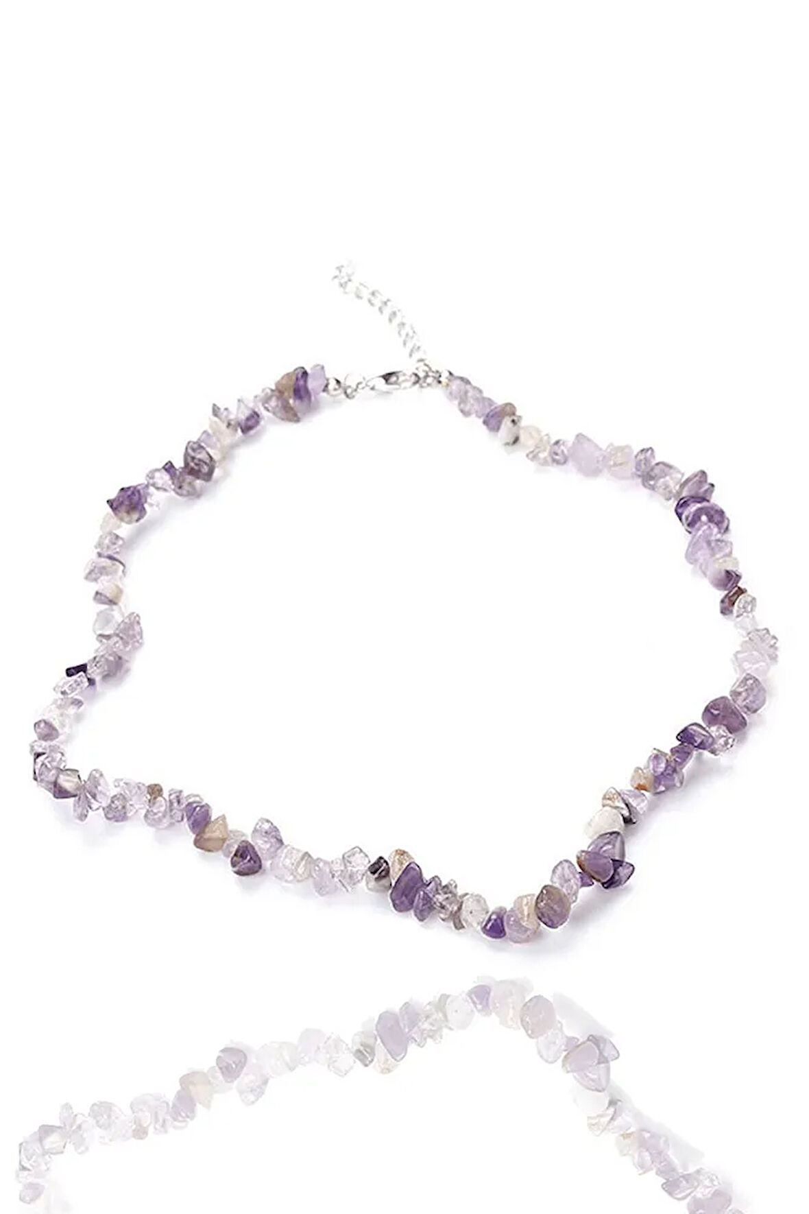 Sertifikalı Doğal Ametist Kırık Taşlı Kolye