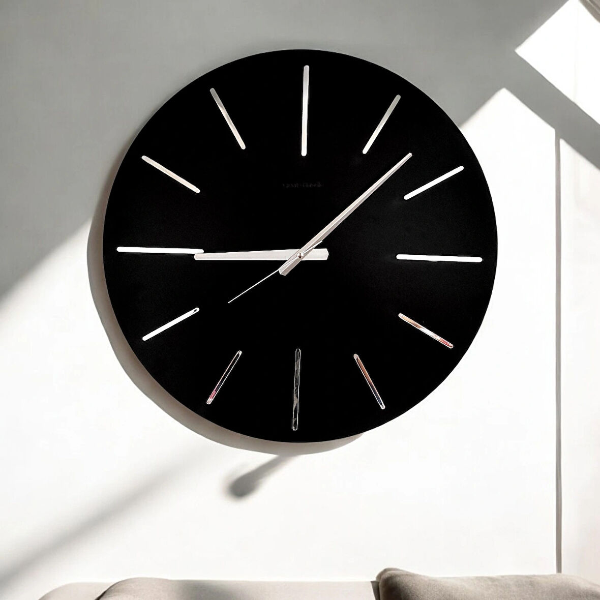 50X50 cm Kabartmalı Aynalı Pleksi Duvar Saati - Quartz Mekizma, Şık ve Modern Ahşap Tasarım