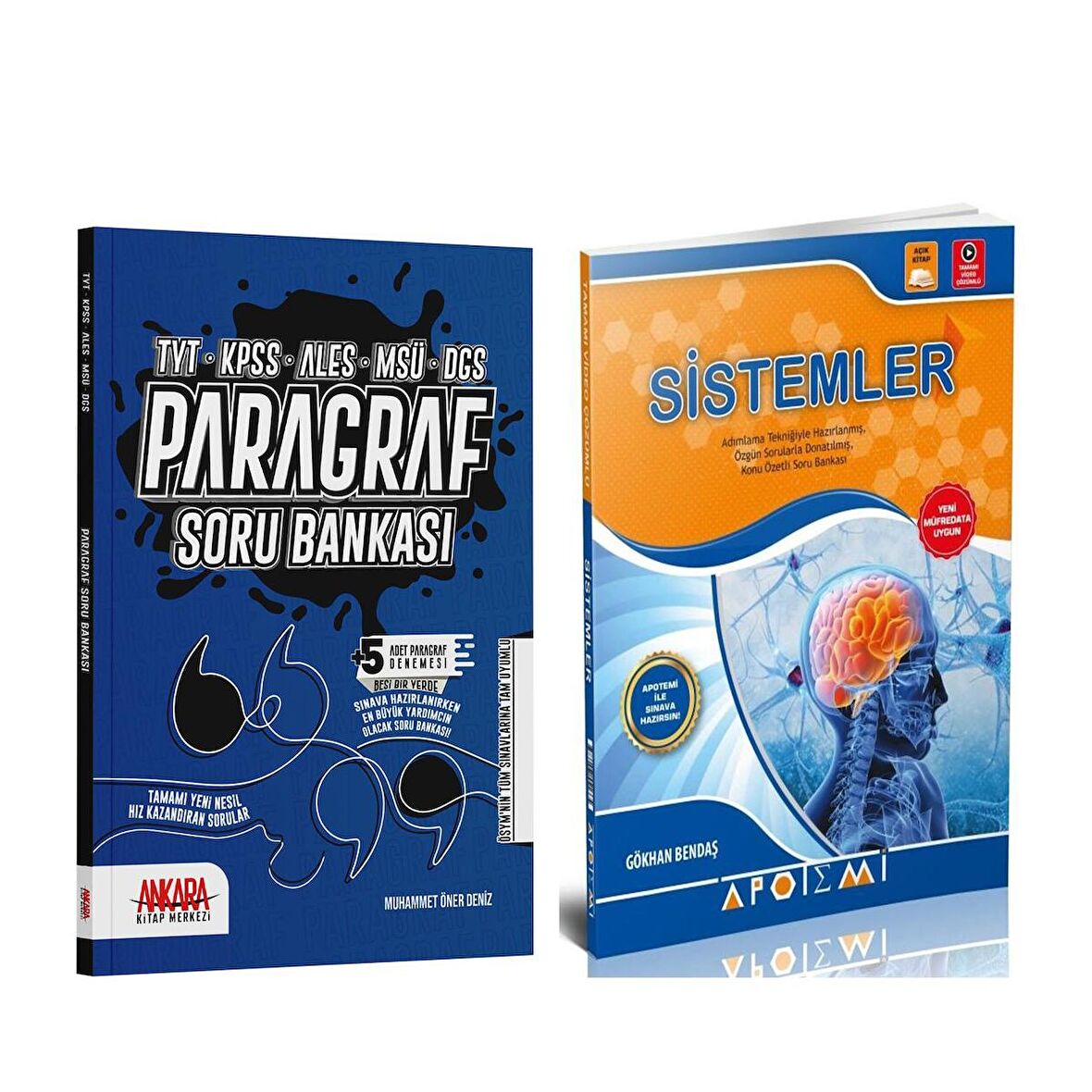 Apotemi Biyoloji Sistemler ve Ankara Kitap Merkezi Paragraf Soru Bankası Seti 2 Kitap