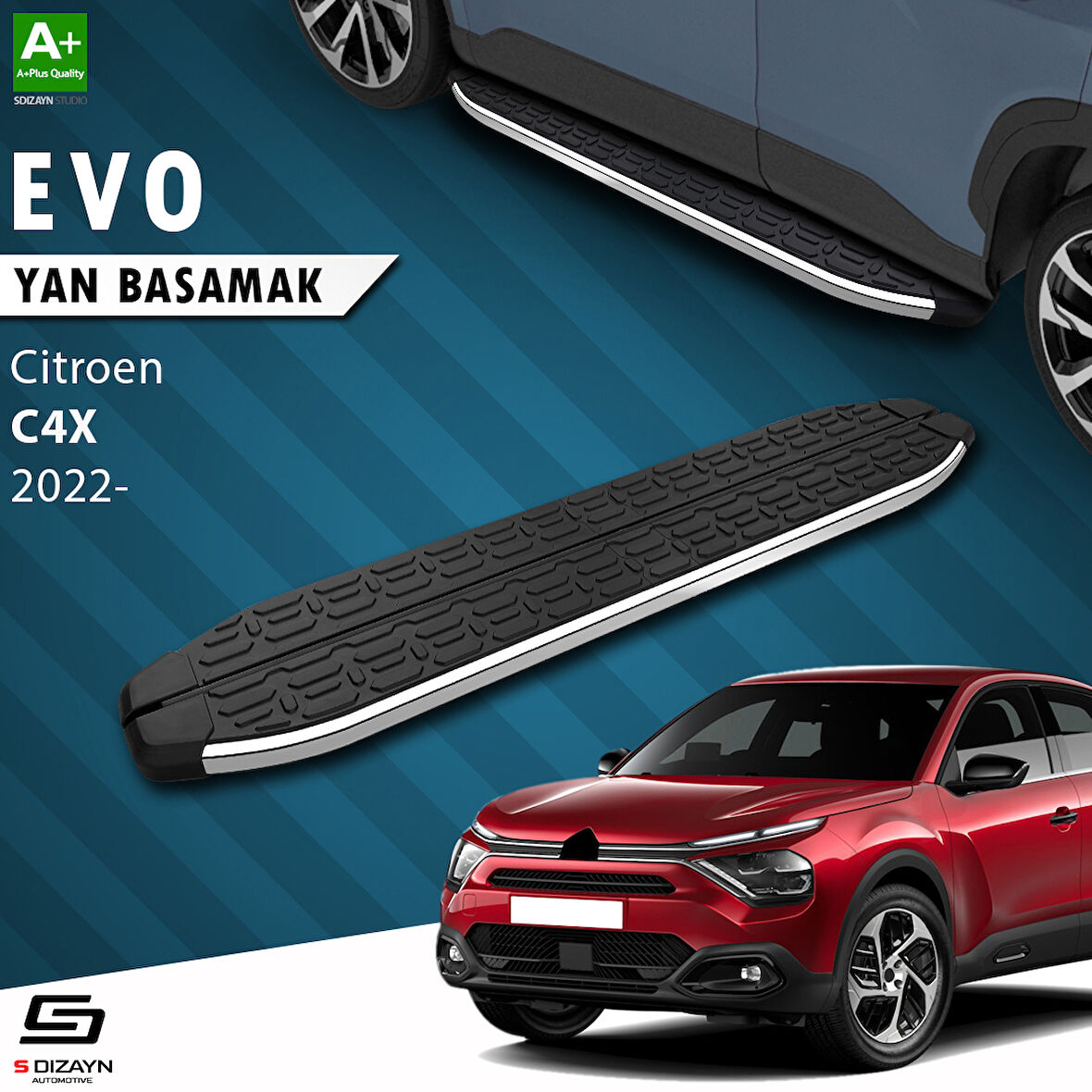 S-Dizayn Citroen C4 X Evo Krom Yan Basamak 183 Cm 2022 Üzeri A+ Kalite