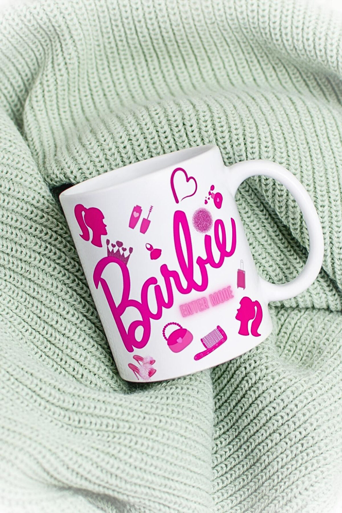 Enter Mode Barbie Baskılı Kupa Bardak Porselen Çay Kahve Fincanı