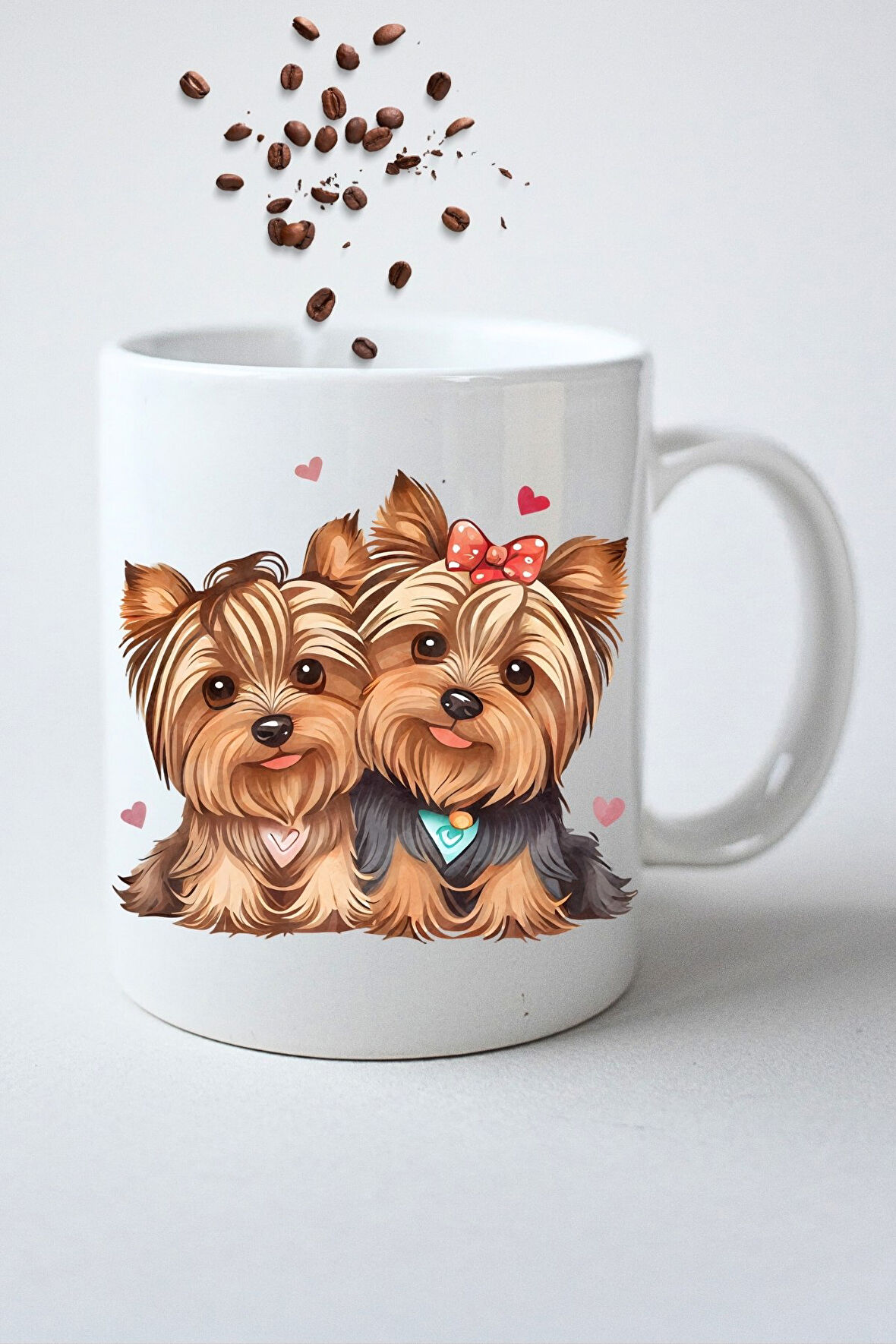 Sevgili Köpek Terrier Baskılı Hediye Kupa Bardak Porselen Çay Kahve Fincanı