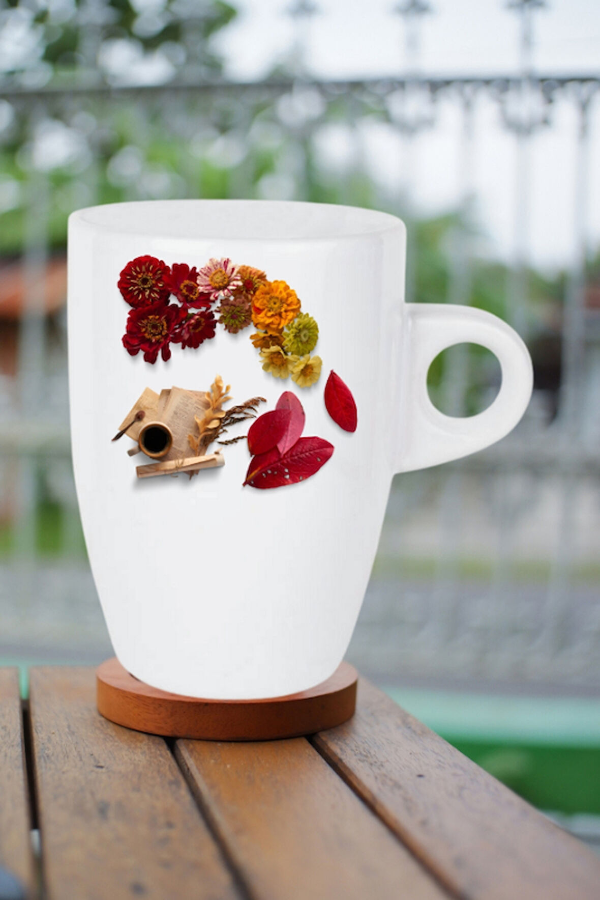 Romantik Sonbahar Baskılı Kupa Bardak Porselen Latte Filtre Kahve Fincanı