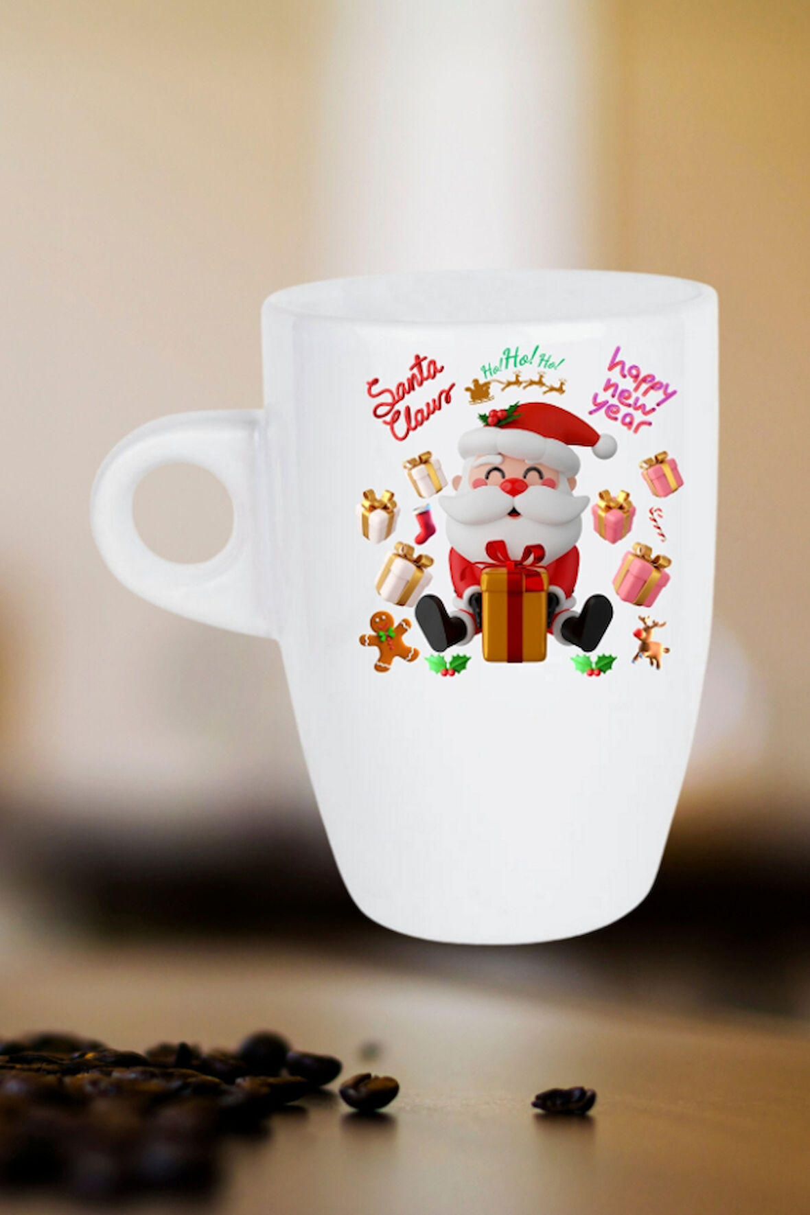 Noel Baba Happy Christmas Baskılı Kupa Bardak Porselen Latte Filtre Kahve Fincanı