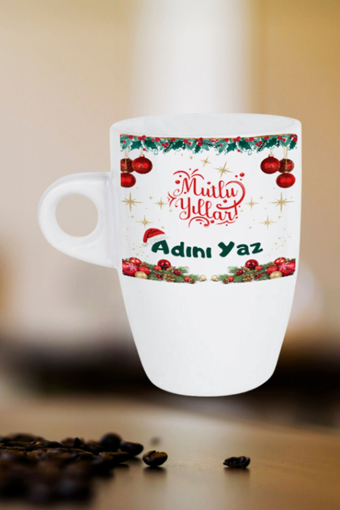 Kişiye Özel Yılbaşı İsim Baskılı Kupa Bardak Porselen Latte Filtre Kahve Fincanı