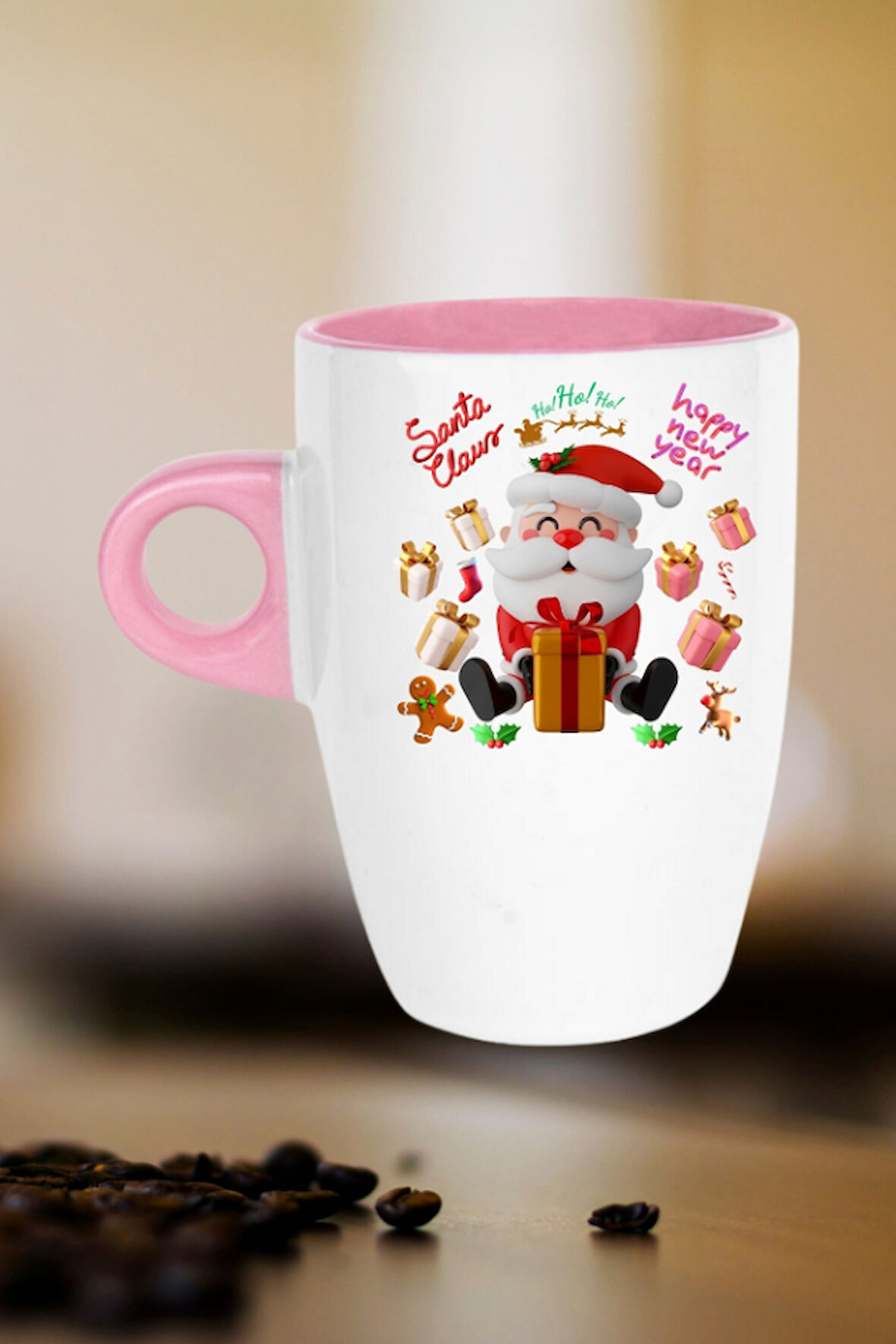 Noel Baba Happy Christmas Baskılı Kupa Bardak Porselen Latte Filtre Kahve Fincanı