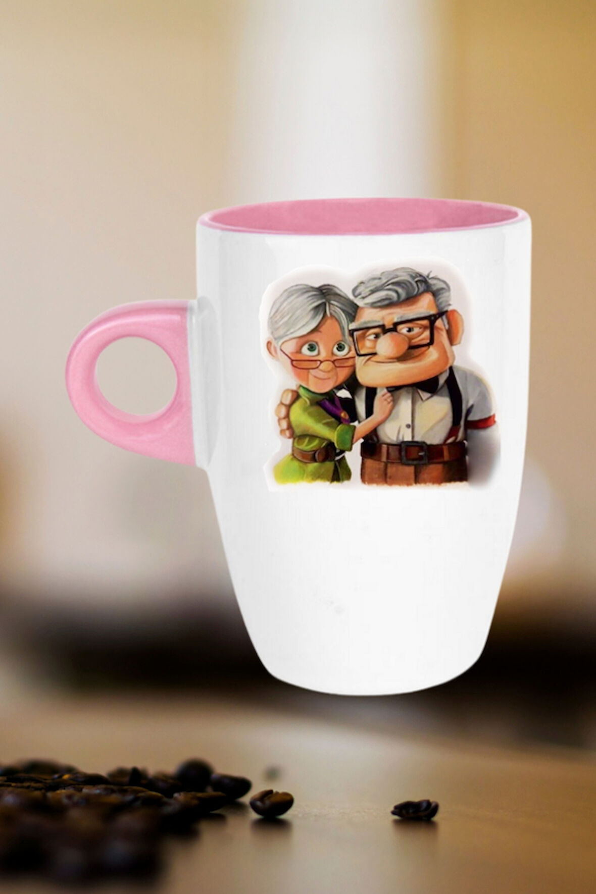 Yaşlı Çift Ömür Boyu Baskılı Hediye Kupa Bardak Porselen Latte Filtre Kahve Fincanı