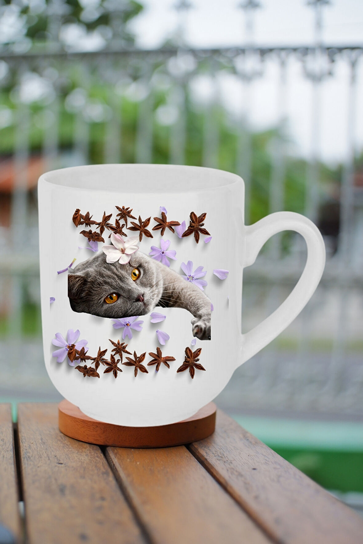 Sevimli Kedi Baskılı Lüx Kupa Bardak Porselen Çay Kahve Fincanı