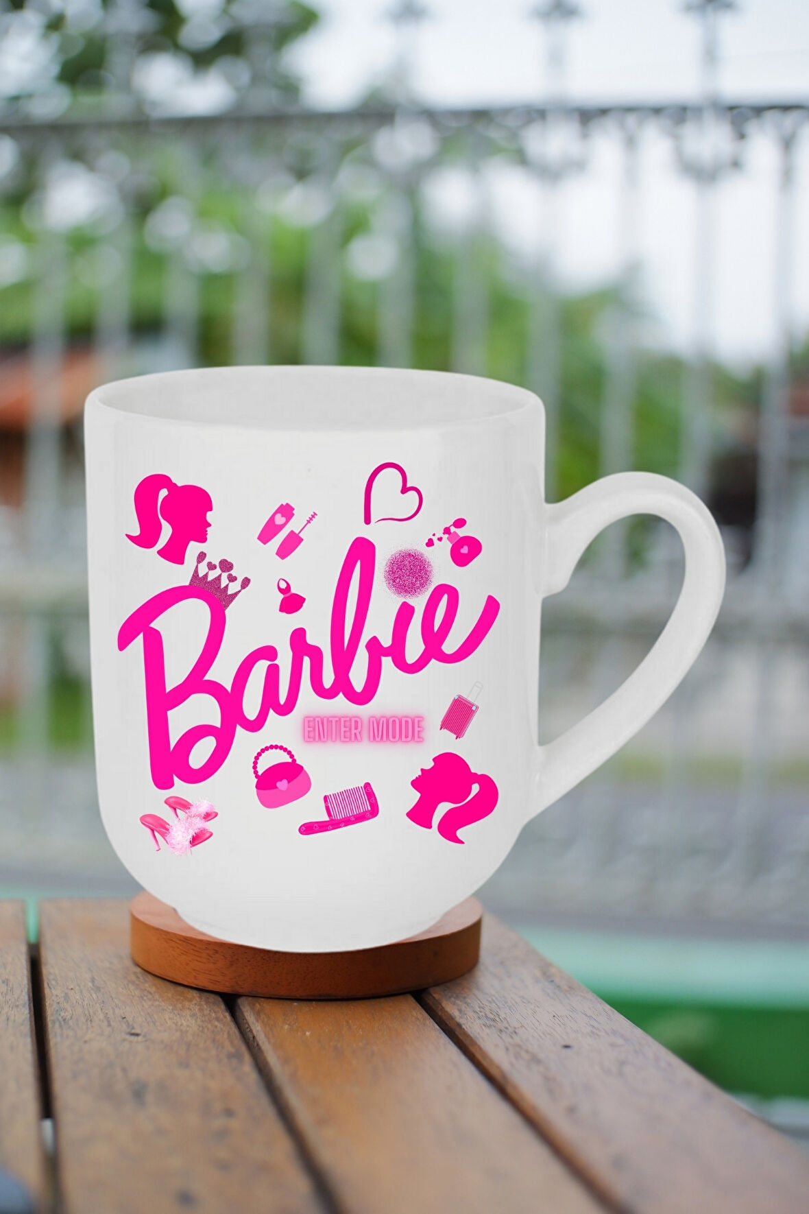 Enter Mode Barbie Baskılı Lüx Kupa Bardak Porselen Çay Kahve Fincanı