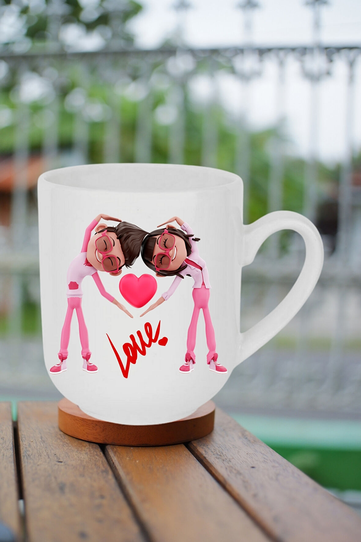 Mutlu Çiftler Love Baskılı Hediye Lüx Kupa Bardak Porselen Çay Kahve Fincanı