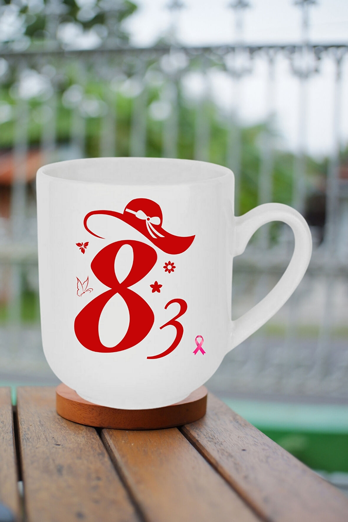 8 Mart Kadınlar Günü Hediyesi İçi Beyaz Lüx Kupa Bardak Porselen Çay Kahve Fincanı-2