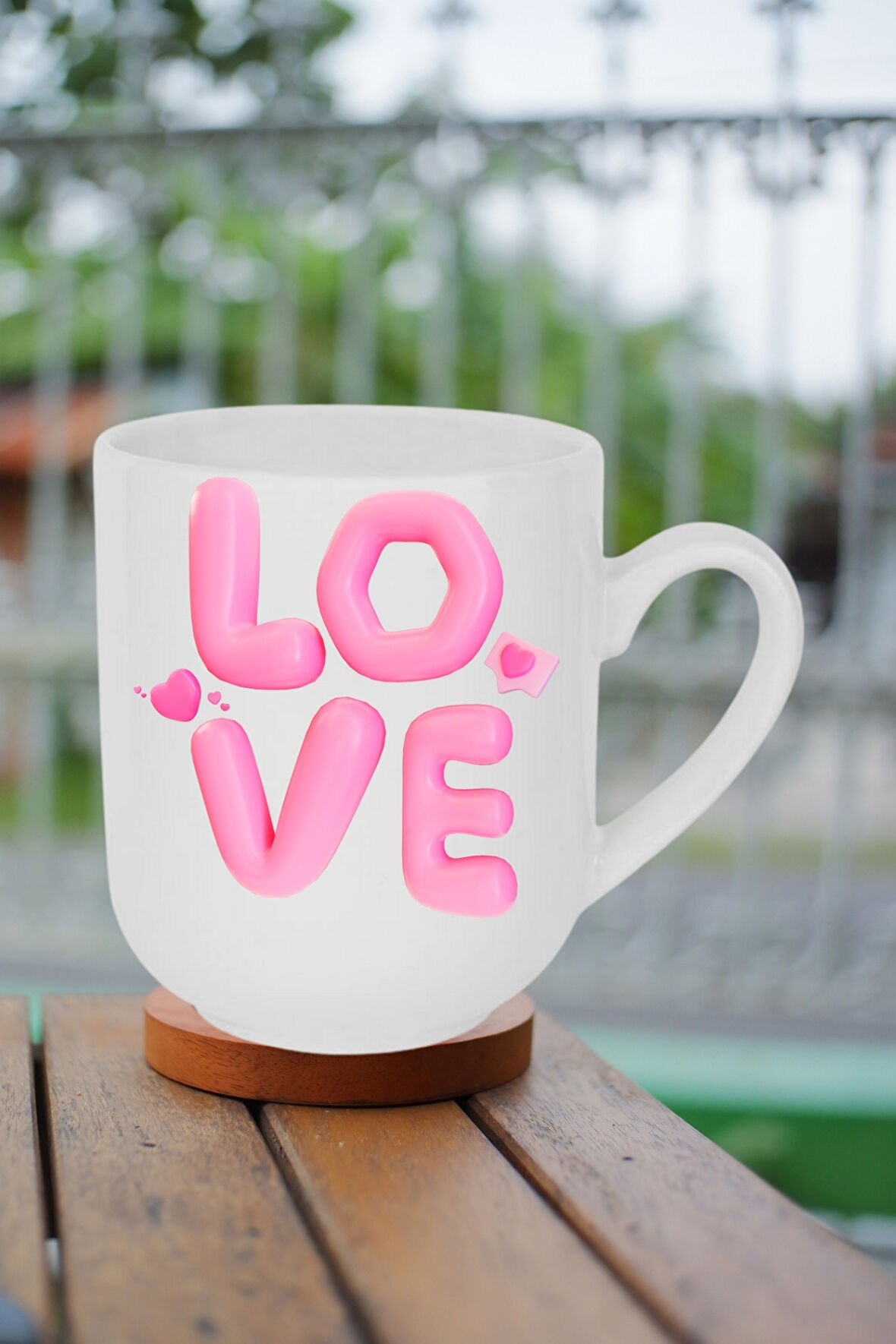 Love Baskılı Hediye İçi Beyaz Lüx Kupa Bardak Porselen Çay Kahve Fincanı