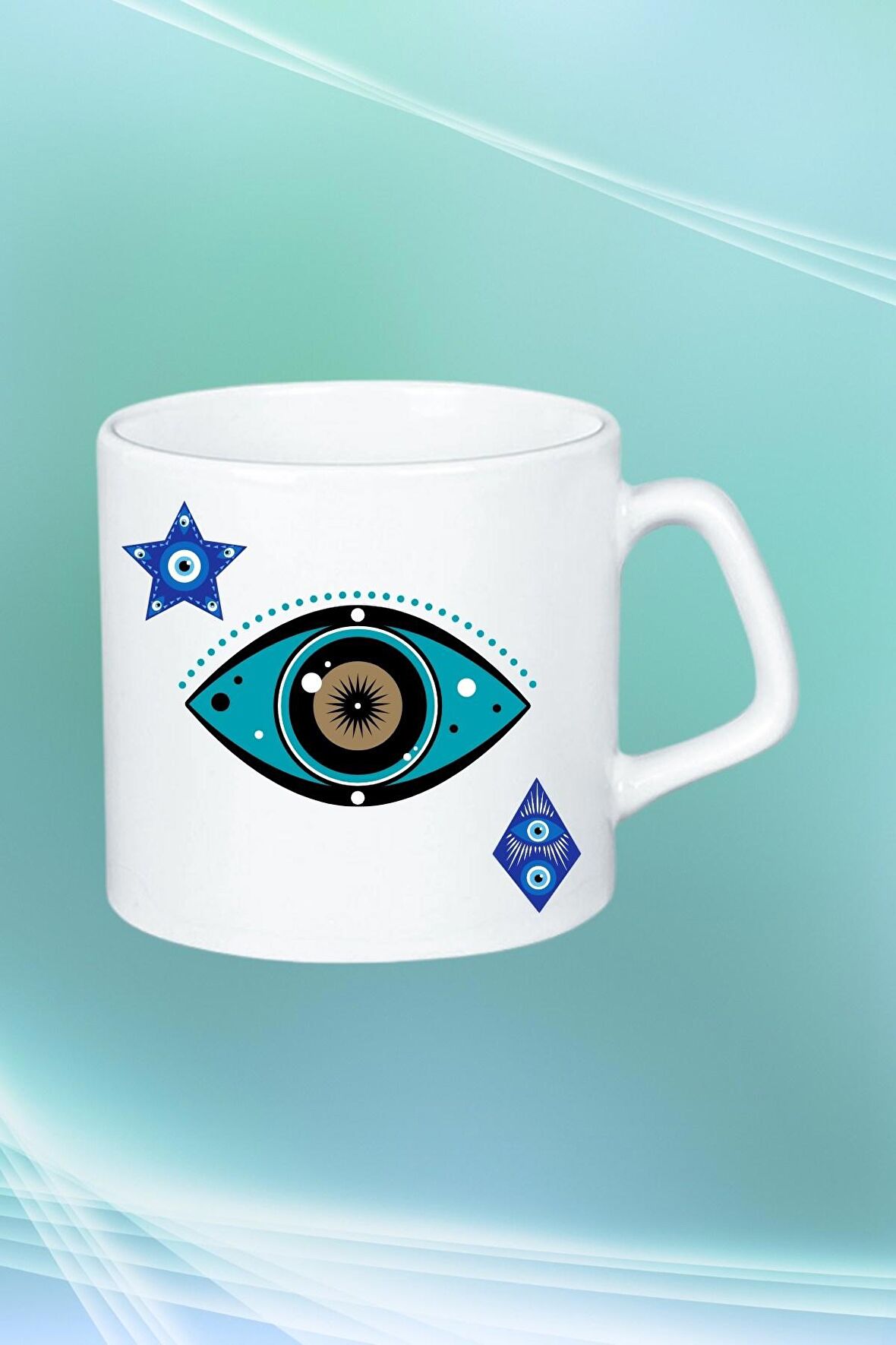 Mandala Göz Nazarlık Baskılı Afilli Kupa Bardak Çay Kahve Fincanı