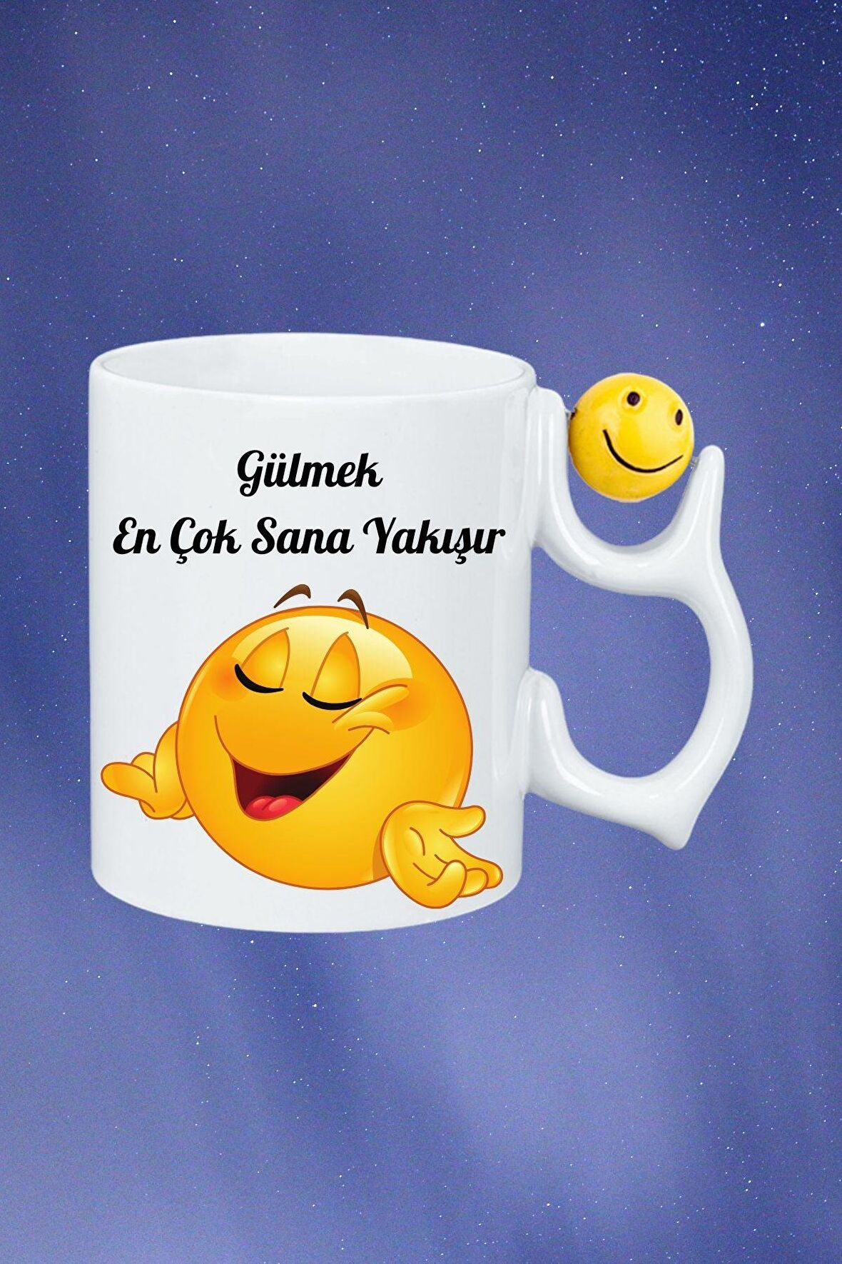 Güzel Sözler Gülen Emoji Baskılı Smile Emoji Toplu Kupa Bardak Çay Kahve Fincanı