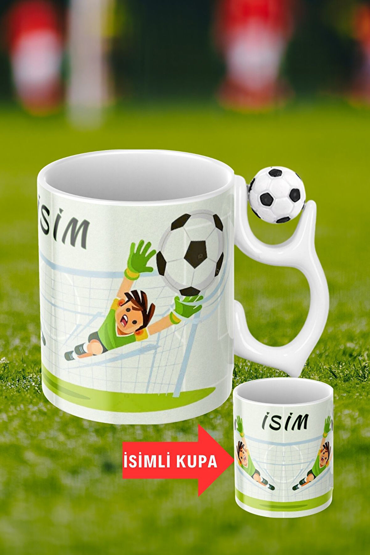 Siyah Beyaz Futbol Toplu Kaleci Baskılı-2 Taraftar İsimli Baskılı Kupa Bardak