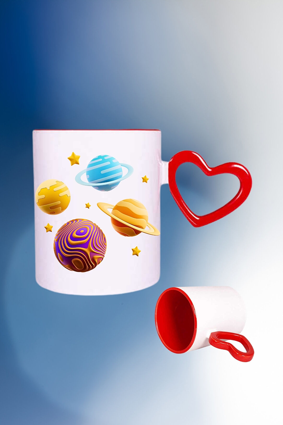 Renkli Galaxy Baskılı Kupa Bardak Çay Kahve Fincanı