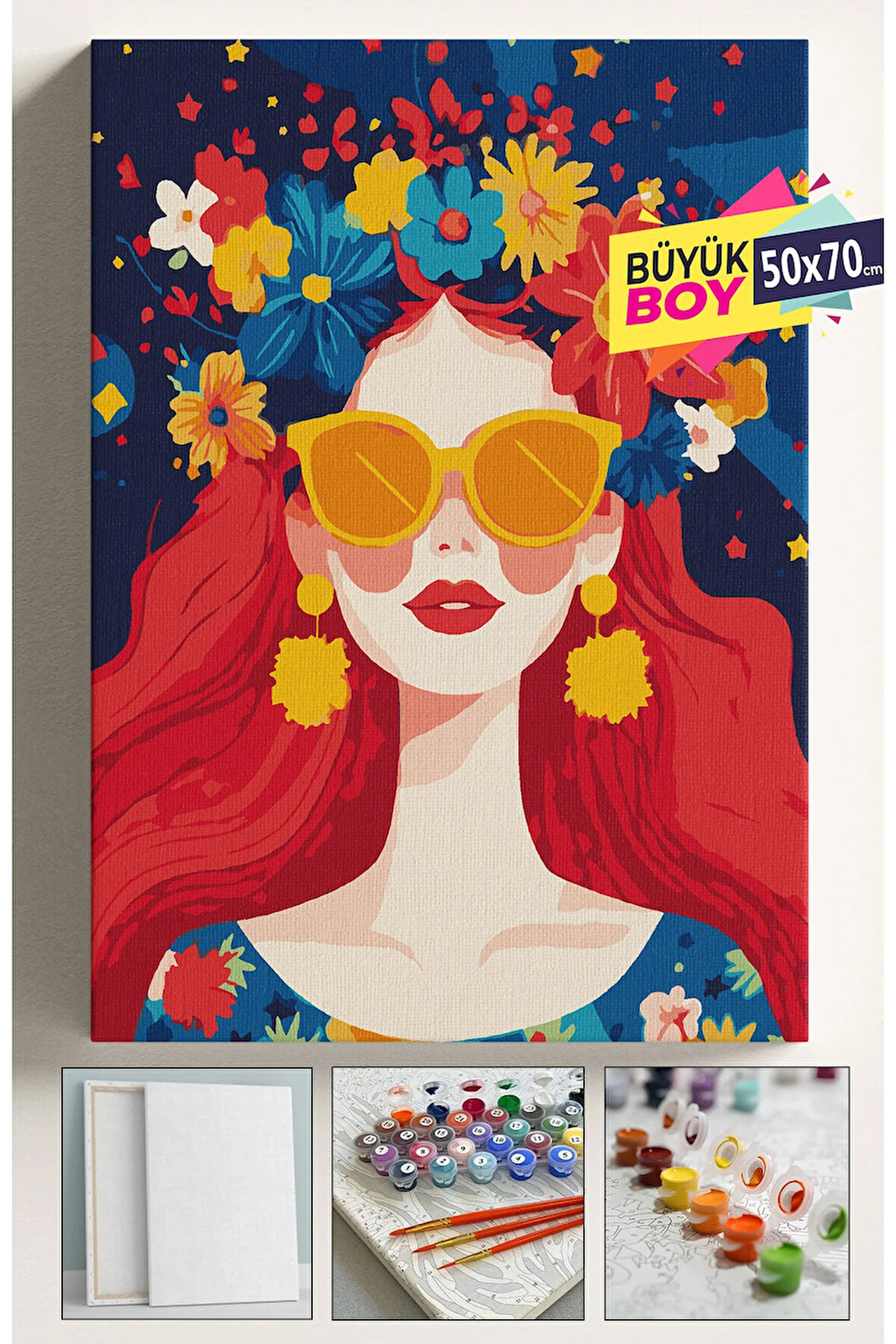 Sayılarla Boyama Seti Numaralı Tuval Fırça Boya Dahil Kasnaklı Set 50x70 Cm - ÇİÇEKGÖKYÜZÜ 01