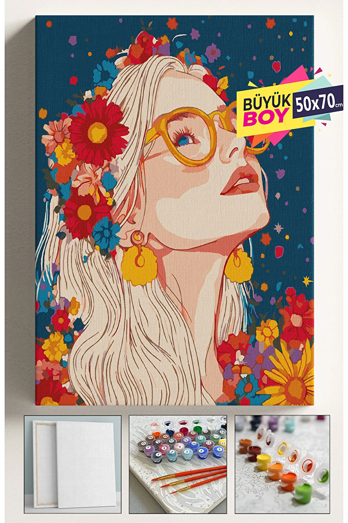 Sayılarla Boyama Seti Numaralı Tuval Fırça Boya Dahil Kasnaklı Set 50x70 Cm - ÇİÇEKGÖKYÜZÜ 03