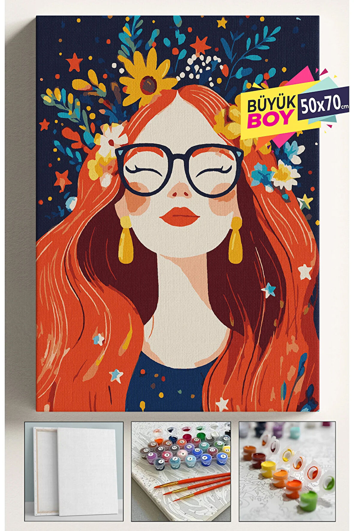 Sayılarla Boyama Seti Numaralı Tuval Fırça Boya Dahil Kasnaklı Set 50x70 Cm - ÇİÇEKGÖKYÜZÜ 05