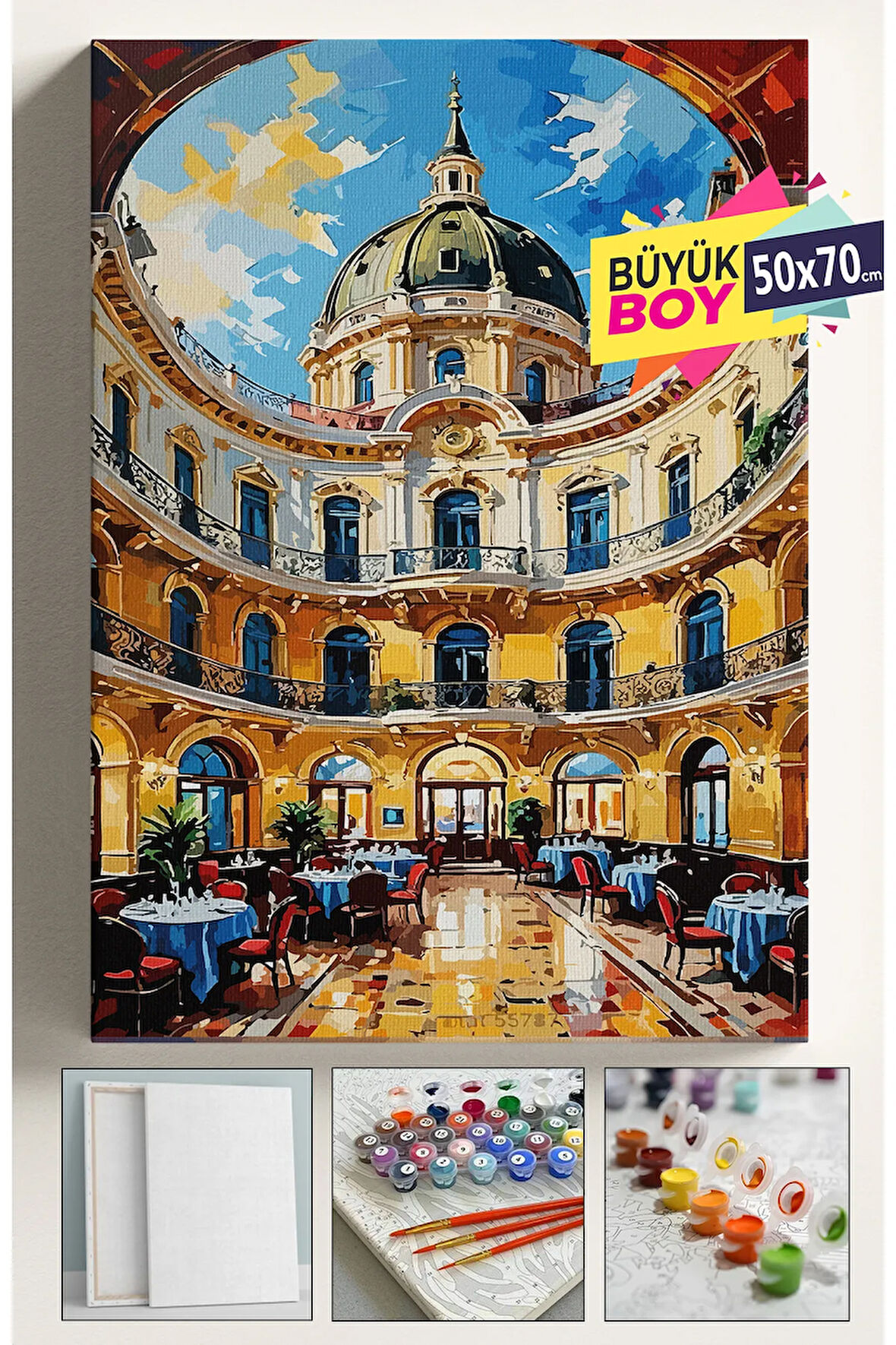 Sayılarla Boyama Seti Numaralı Tuval Fırça Boya Dahil Kasnaklı Set 50x70 Cm - ÇİÇEK PASAJI