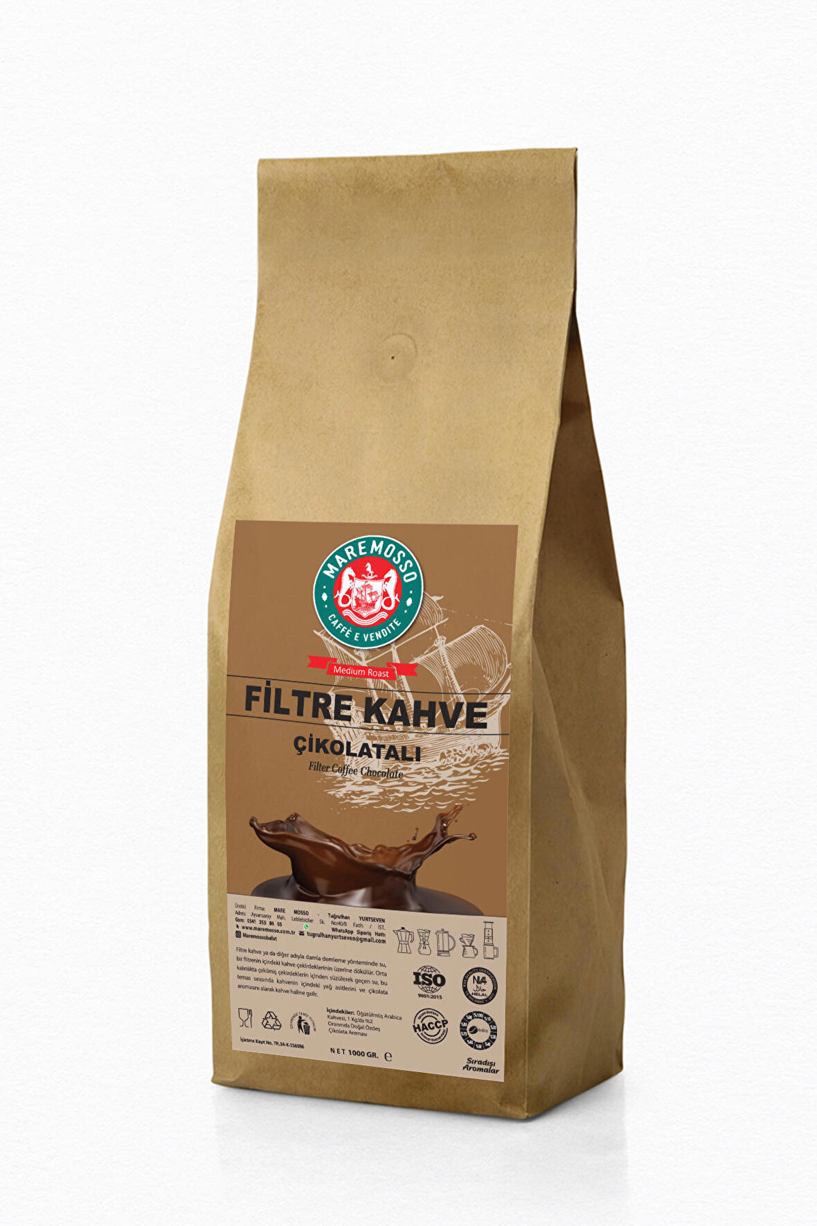 Çikolata Aromalı Öğütülmüş Filtre Kahve 1 Kg.