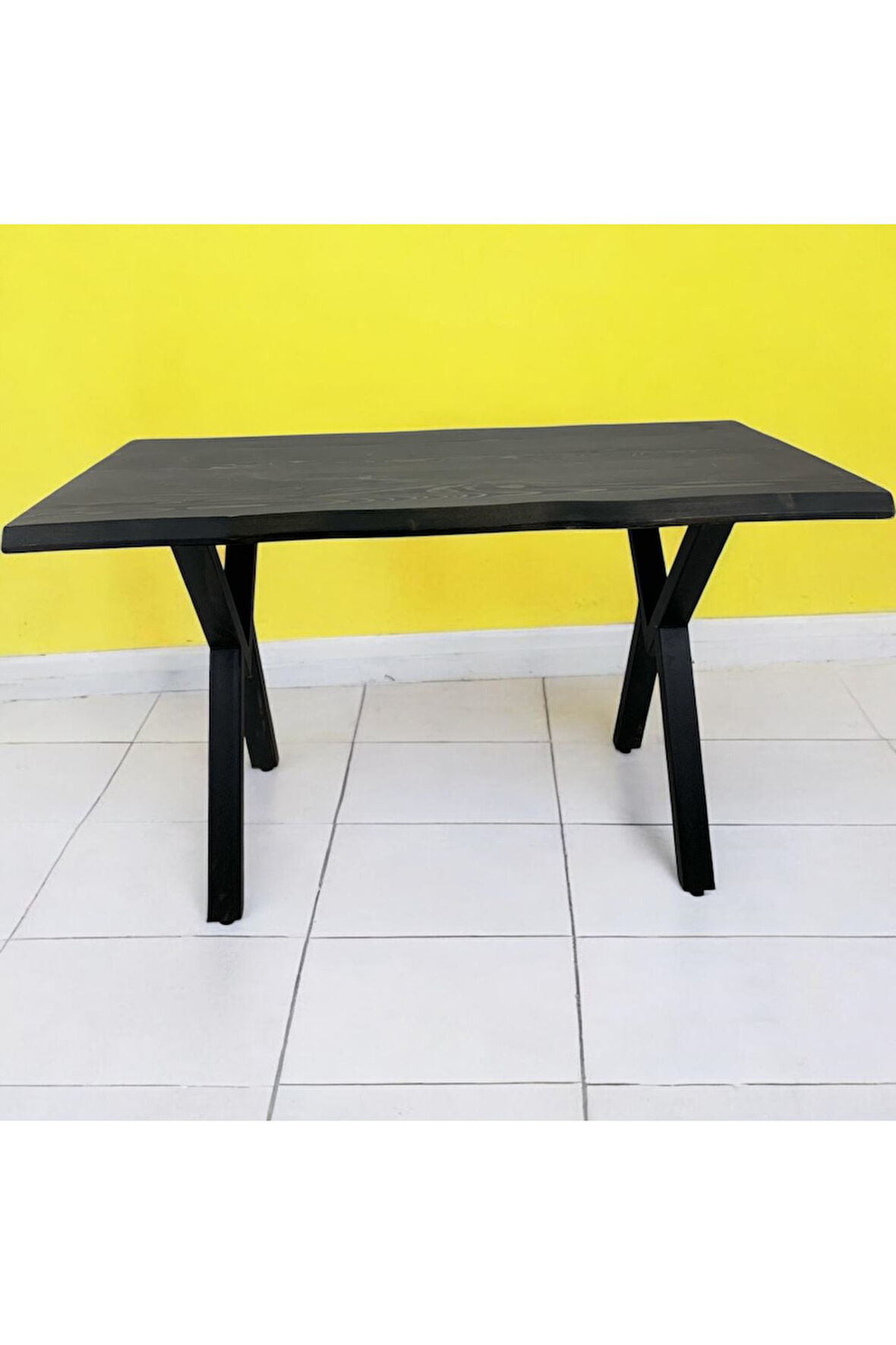 CAFE MASA KÖKNAR Kütük Masa  X AYAK SİYAH
