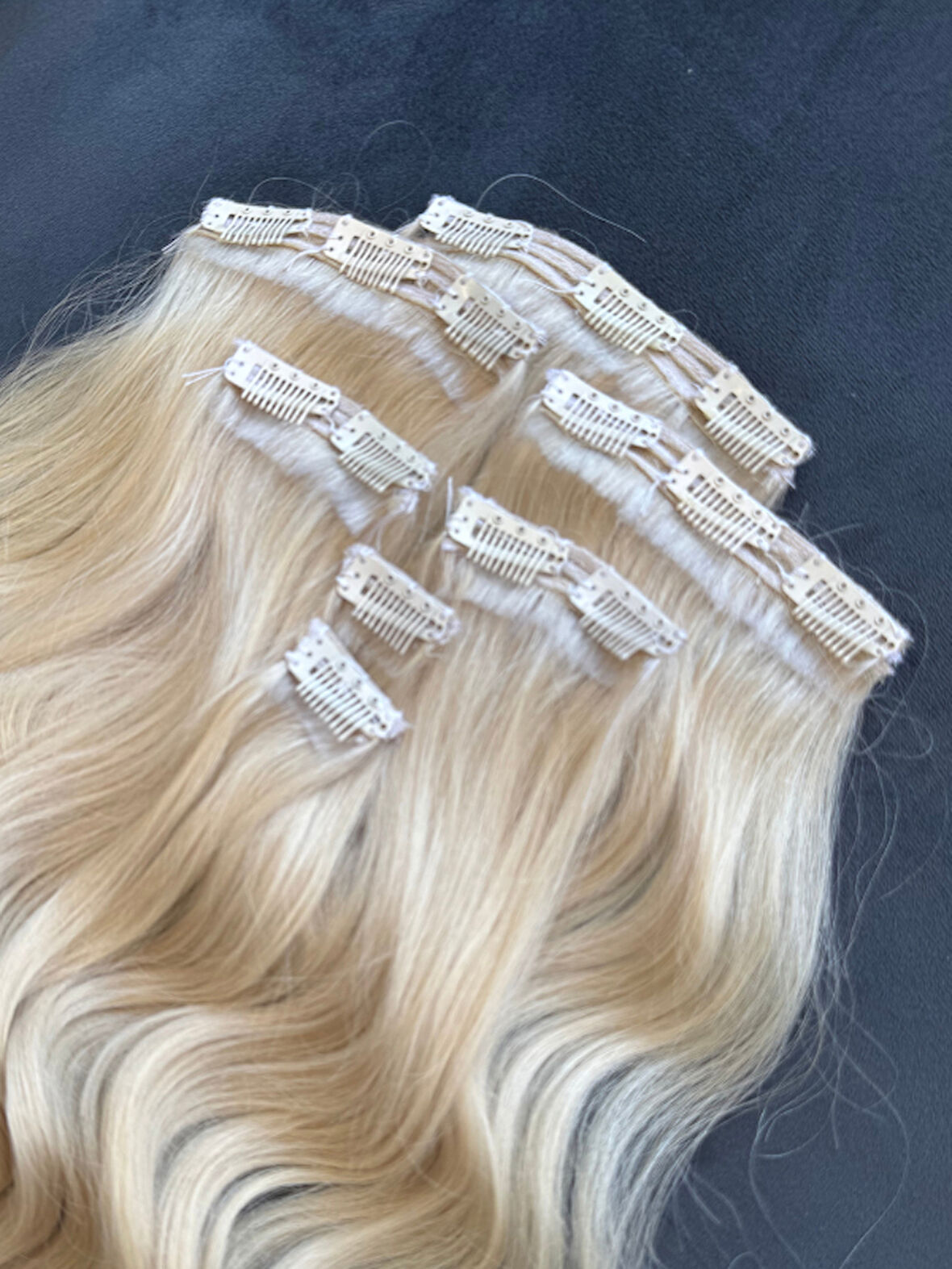 Kadınca Peruk Wavy %100 İnsan Saçı Platin (150 gr) 7 Parça Set  ÇITÇIT640