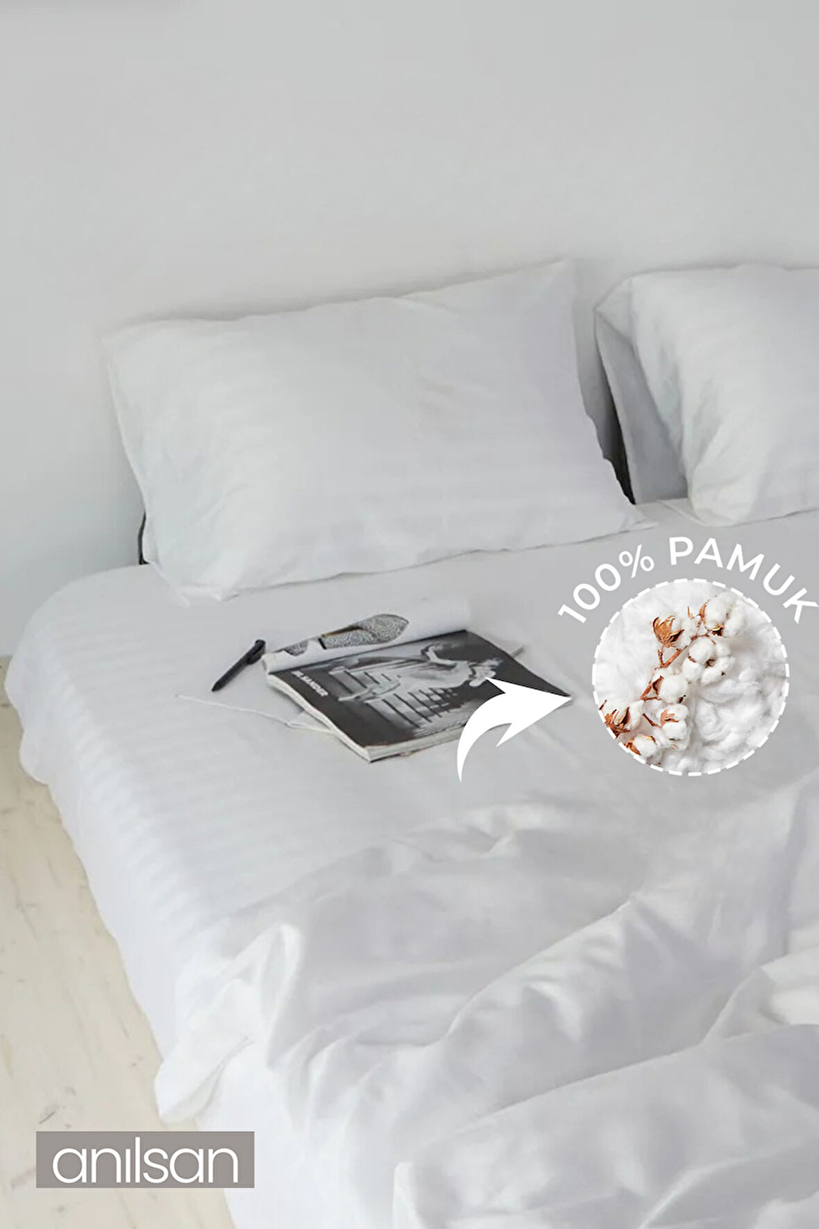 Çizgili Çift Kişilik Lastikli Çarşaf %100 Pamuk,83 Tel