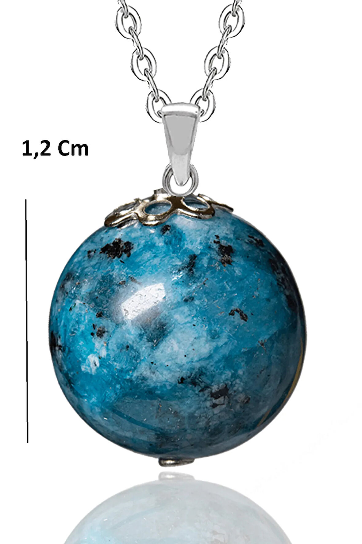 Sertifikalı Apatit Taşlı Doğal Taş Kolye Doğal Mavi Renk 