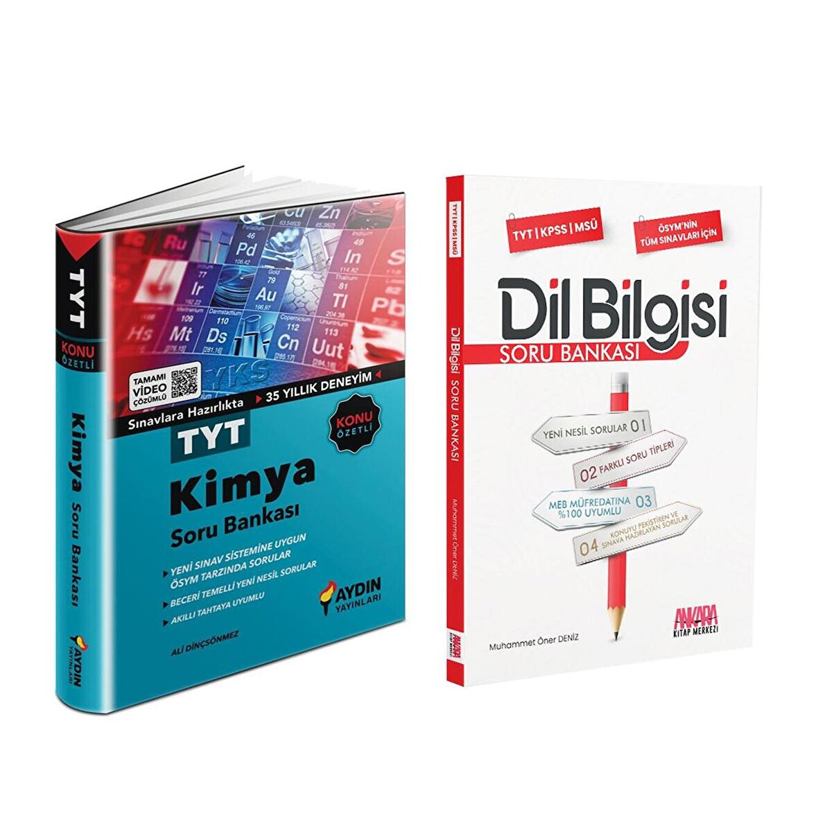 Aydın Yayınları TYT Kimya ve AKM Dil Bilgisi Soru Bankası Seti 2 Kitap
