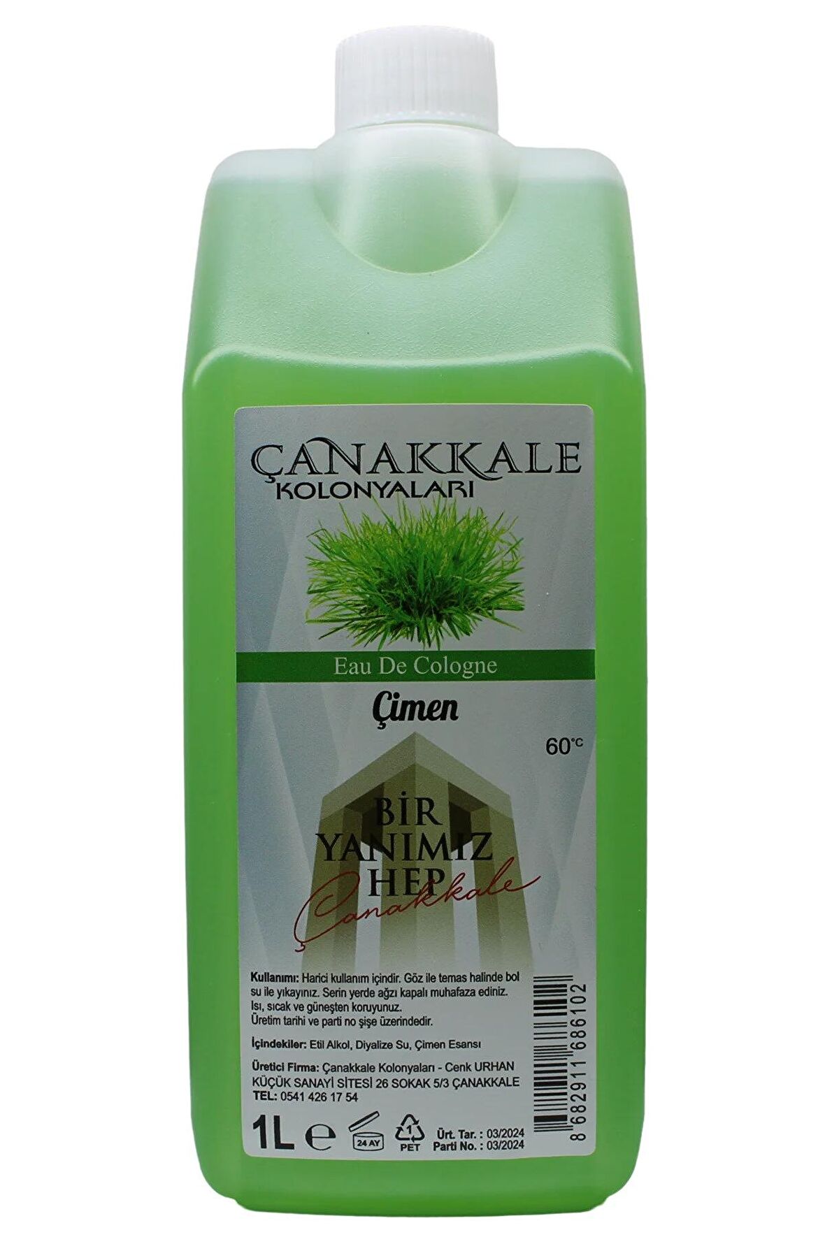 Çimen Kolonyası -1 Litre -(BİDON) Korumalı Kapak - Yeni Model