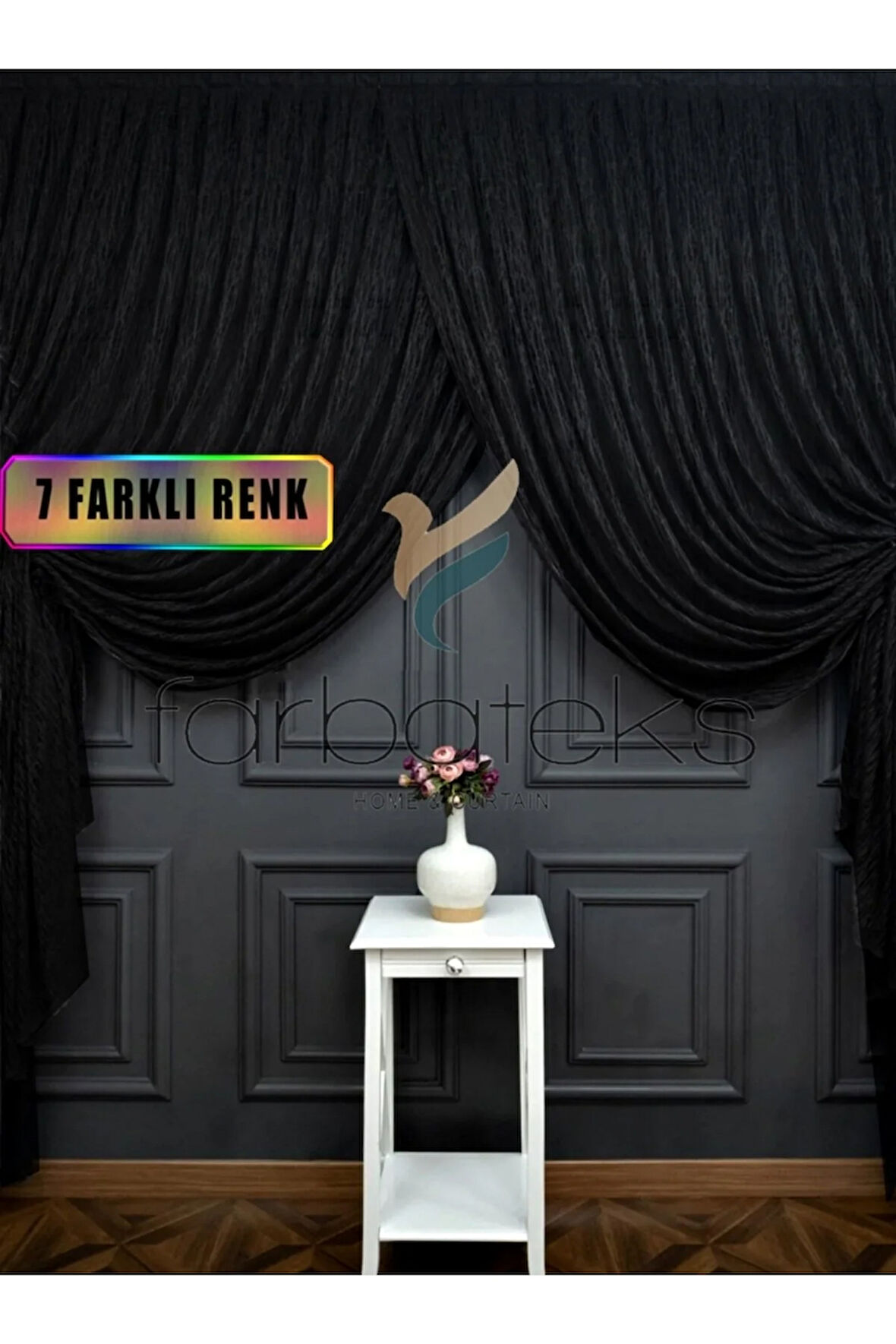 Siyah Kruvaze Perde Tül Tiyatro Perdesi Camkırık Modele