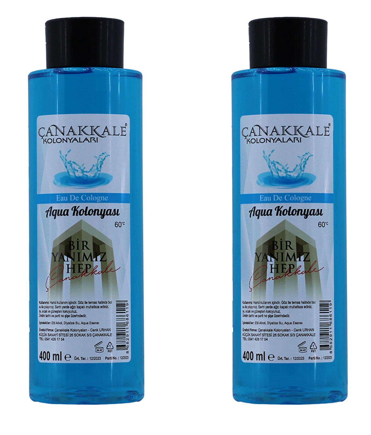 2 Adet - Aqua (Okyanus) Kolonyası - 400 ML - (Pet Şişe)