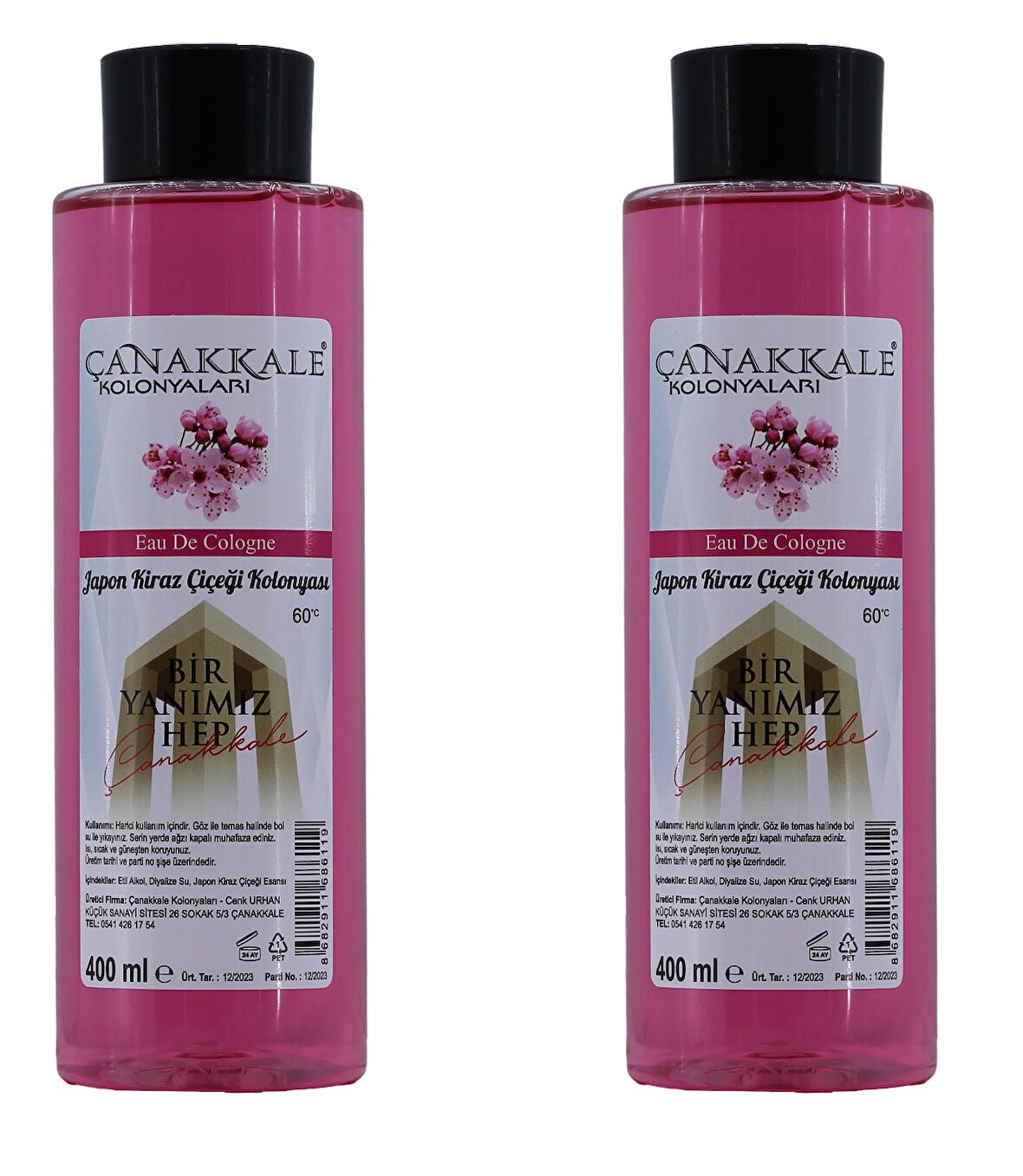 2 Adet - Japon Kiraz Çiçeği Kolonyası - 400 ML - (Pet Şişe)