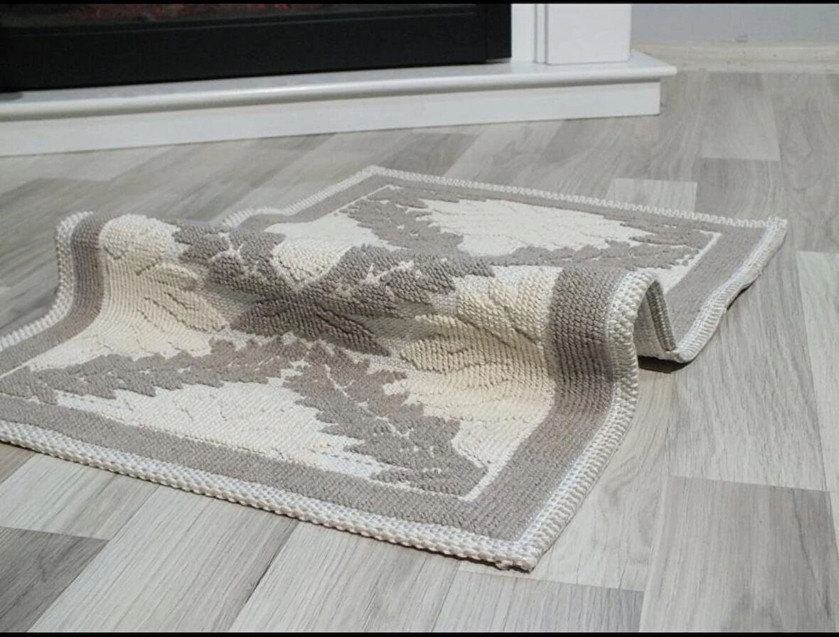 Pamuklu Kaymaz Taban Dikdörtgen Banyo Paspası – Yüksek Emici Pamuk Dokuma Banyo Halısı 50 x 80 Ölçülerinde