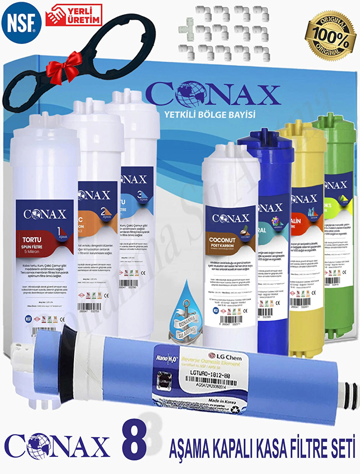CONAX  Kapalı Kasa Cihazlar ile Uyumlu 8 li Filtre Seti LG Membranlı