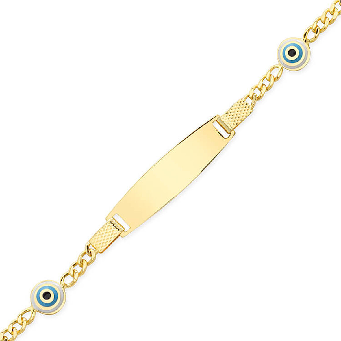 Nazar Boncuk Mineli Altın Çocuk Künyesi (CKN0037)