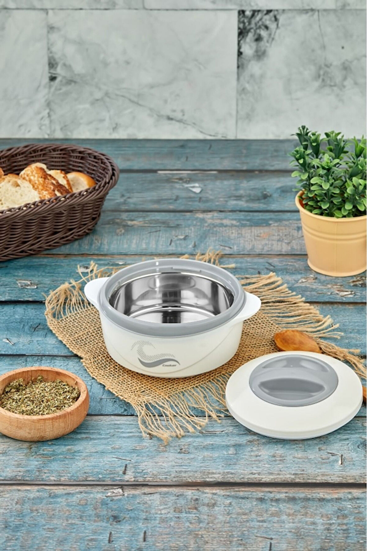 3148 Yemek Termosu - Sızdırmaz Kilitli Kapak Saklama Kabı Paslanmaz Çelik Sefertası 500 ml