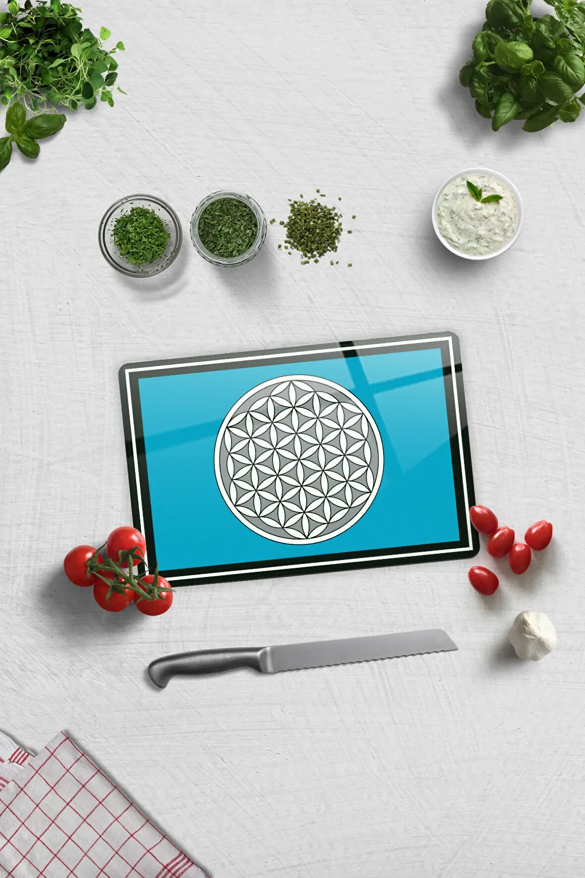 Cam Kesme Tahtası - Cam Kesme Tablası | Yaşam Çiçeği | 20cm x 30cm
