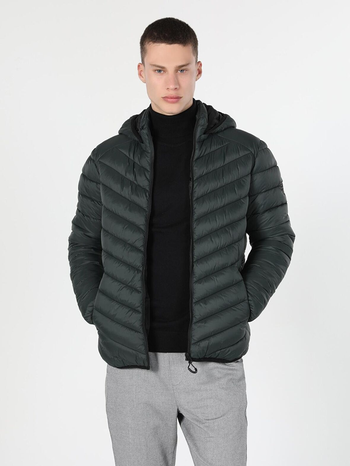  Slim Fit  Erkek Koyu Yeşil Mont