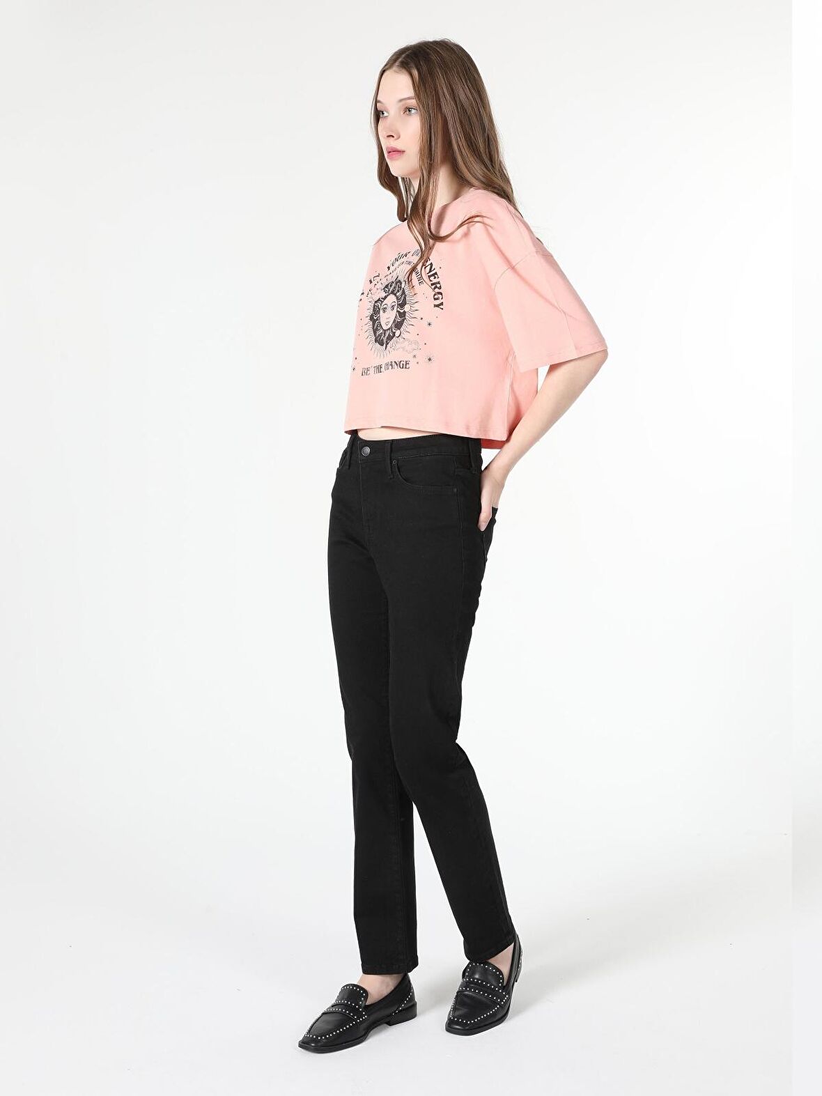 703 Carla Orta Bel Düz Paça Slim Fit Siyah Kadın Jean Pantolon