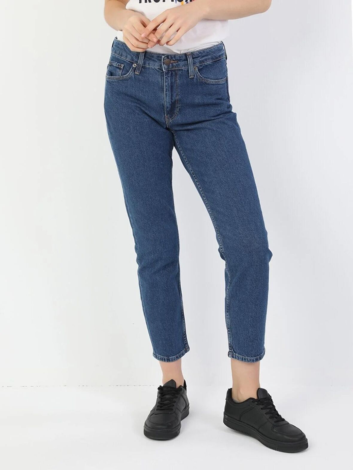891 Maya Orta Bel Daralan Paça Slim Fit Mavi Kadın Jean Pantolon Cl1049739