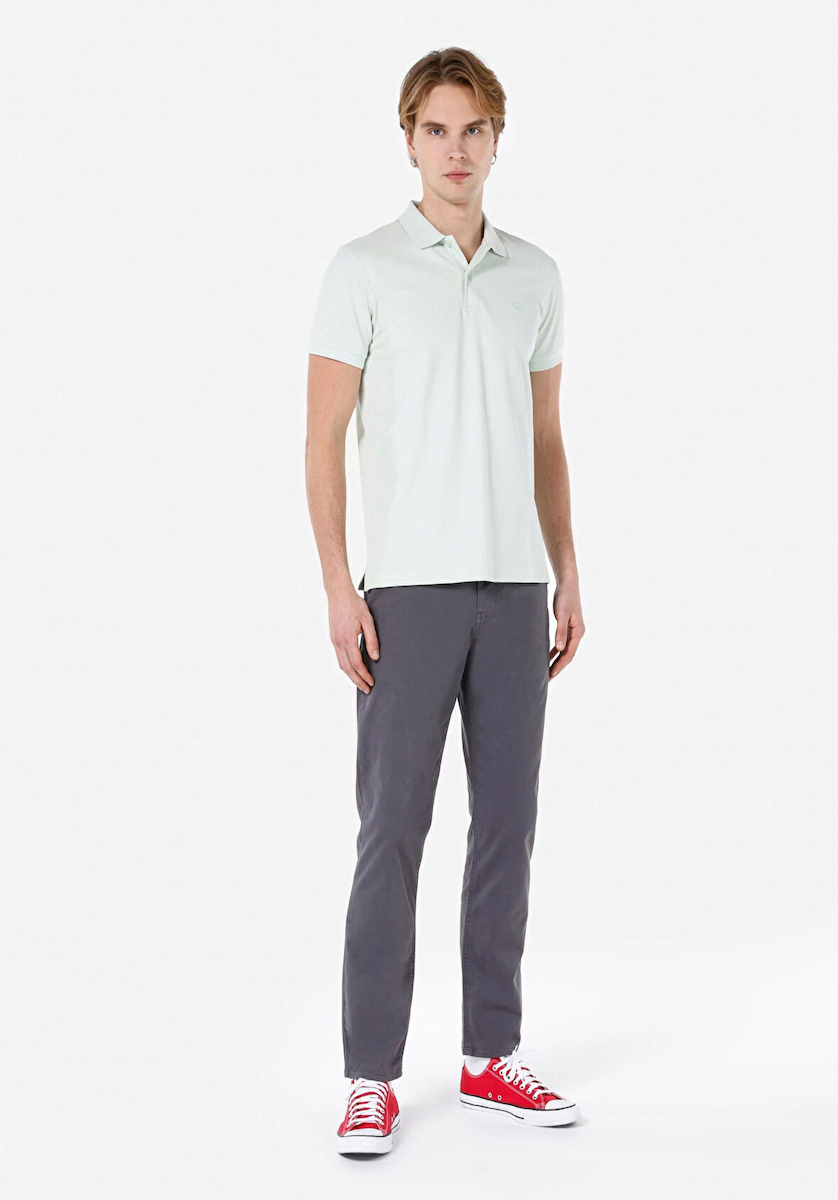 Regular Fit Orta Bel Düz Paça Erkek Gri  Pantolon Cl1049750