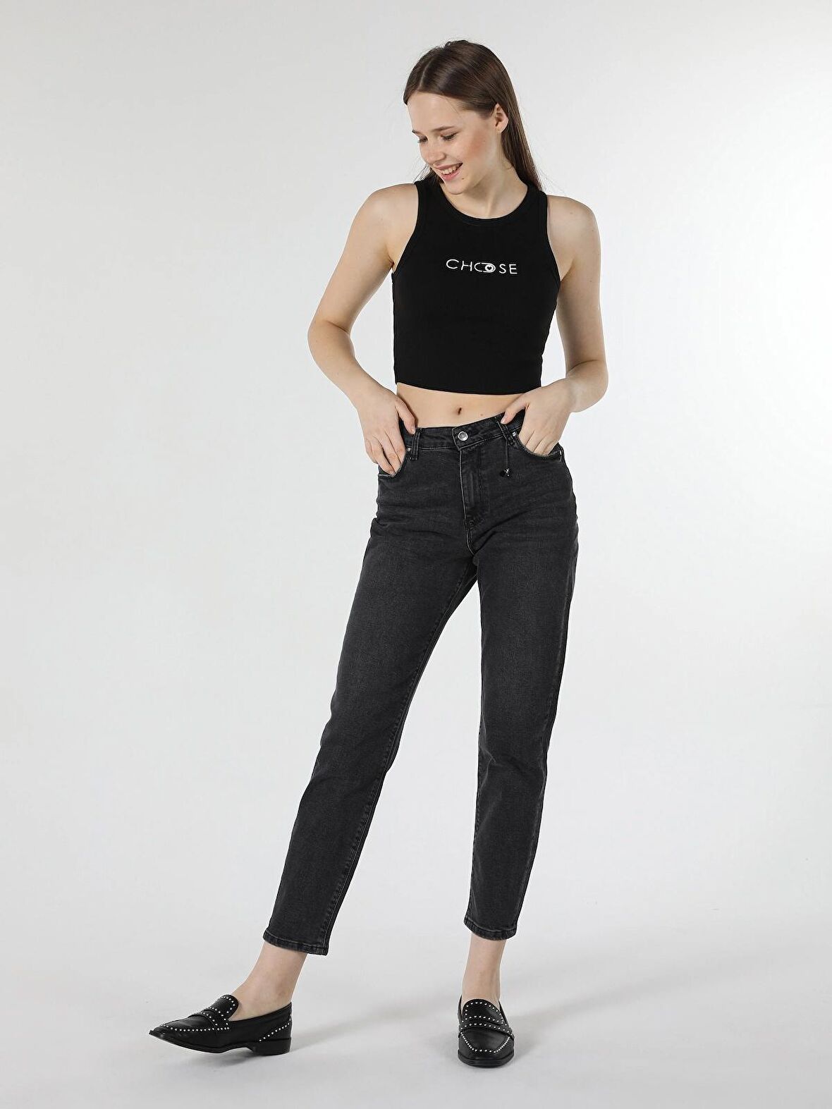891 Maya Slim Fit Normal Bel Daralan Paça Kadın Gri Jean Pantolon Cl1058021